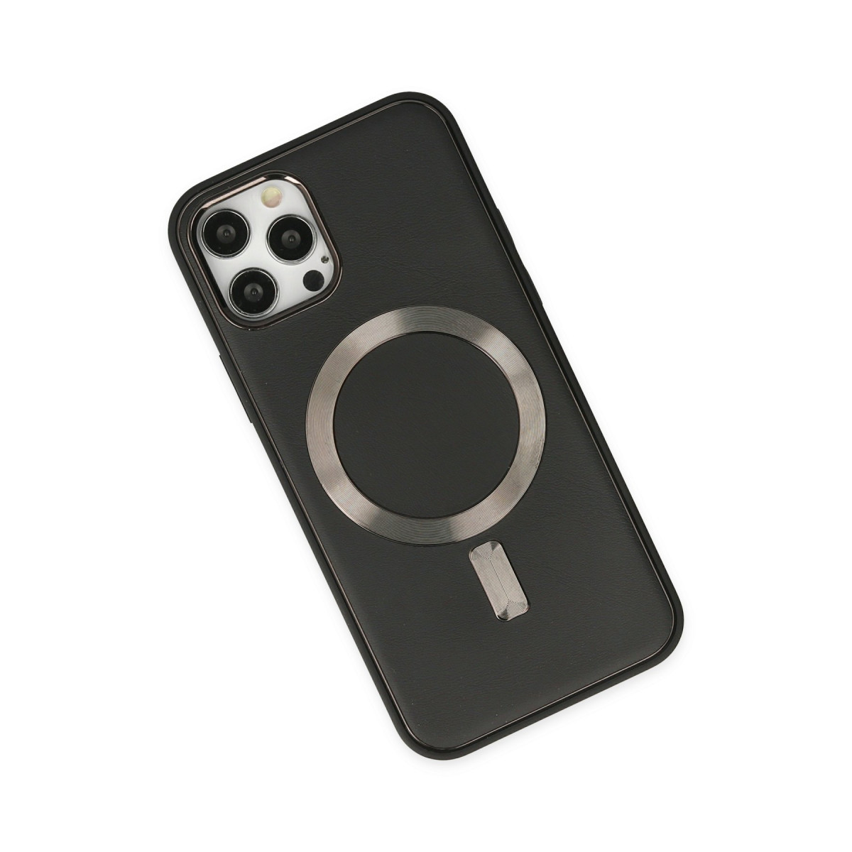 Newface Apple iPhone 12 Pro Max Kılıf Coco Deri Magneticsafe Silikon - Siyah — görsel 8