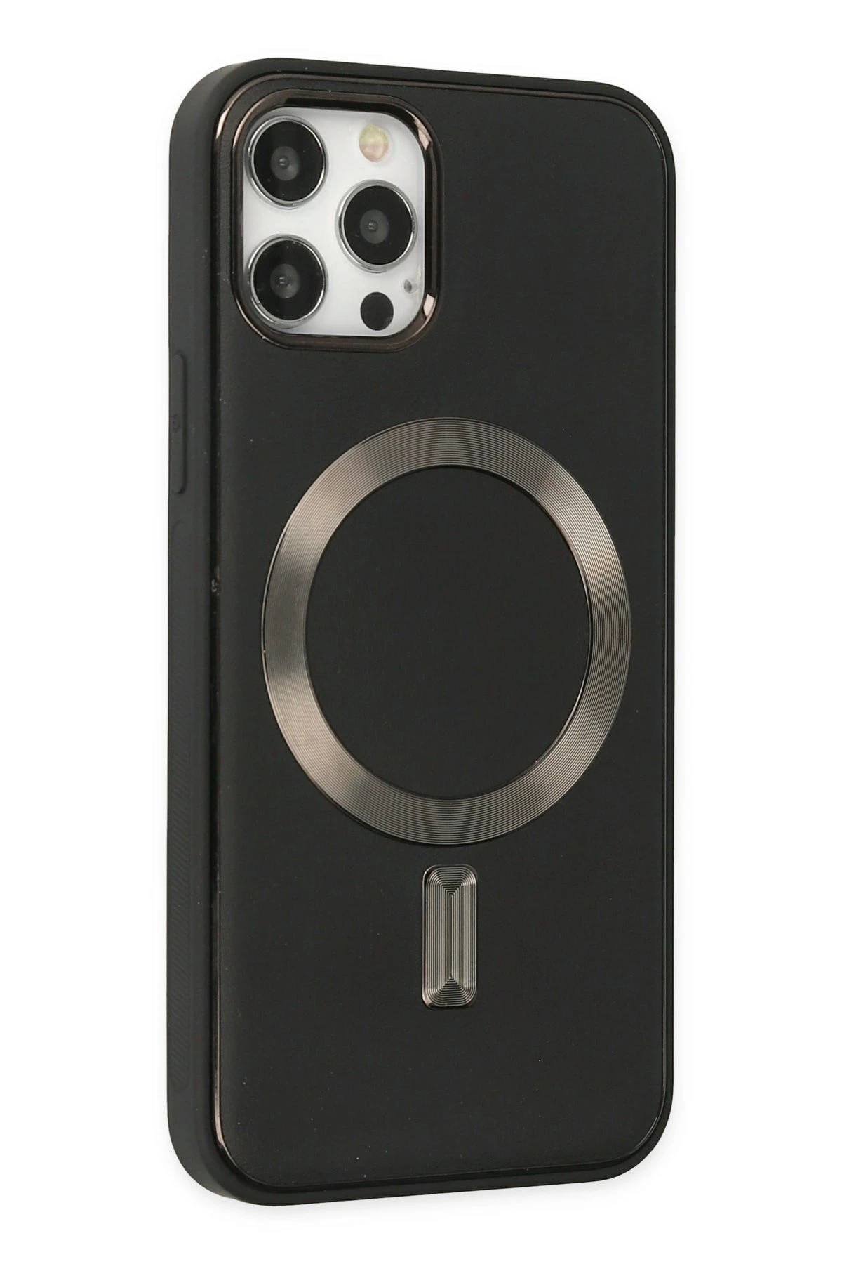 Newface Apple iPhone 12 Pro Max Kılıf Coco Deri Magneticsafe Silikon - Siyah — görsel 3