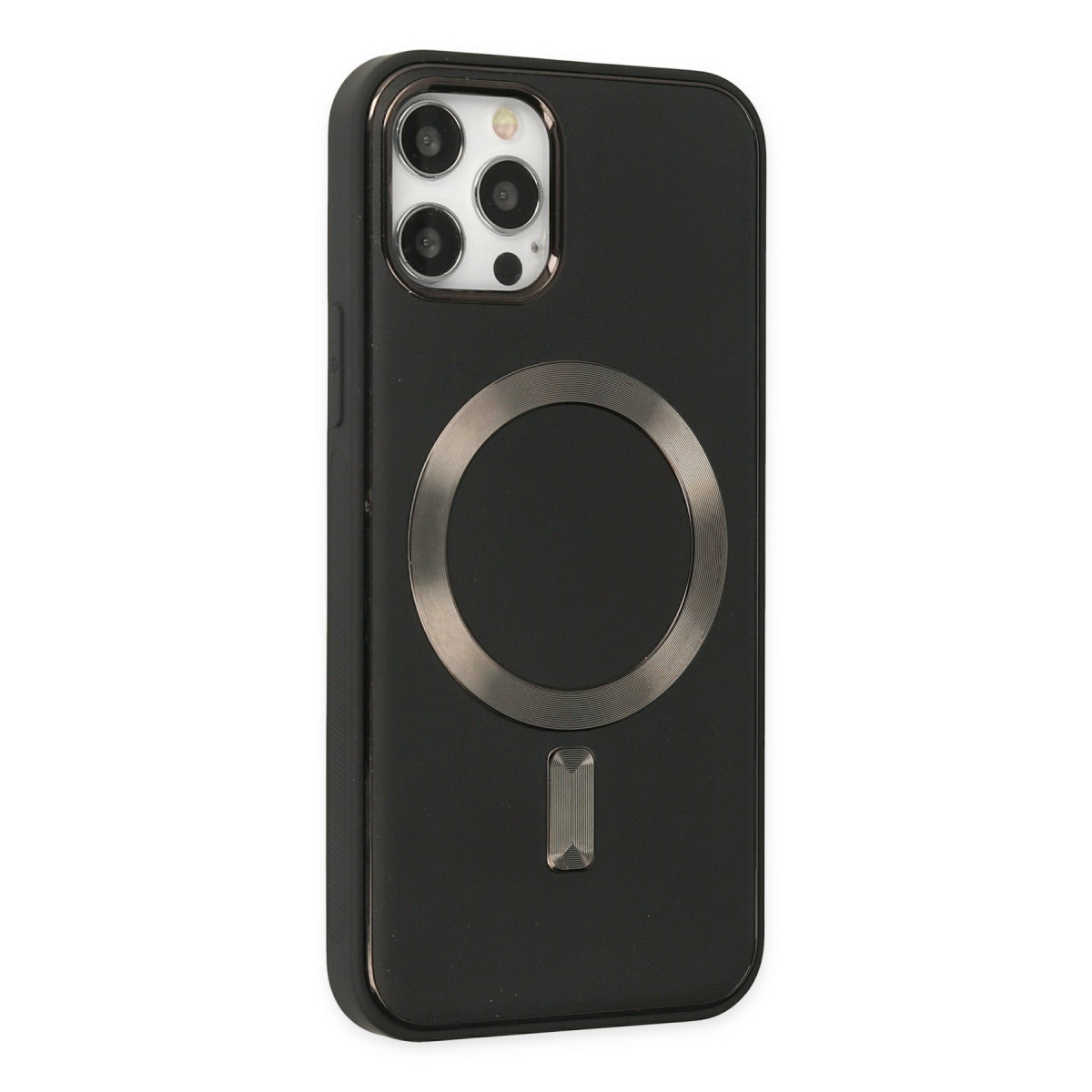Newface Apple iPhone 12 Pro Max Kılıf Coco Deri Magneticsafe Silikon - Siyah — görsel 9