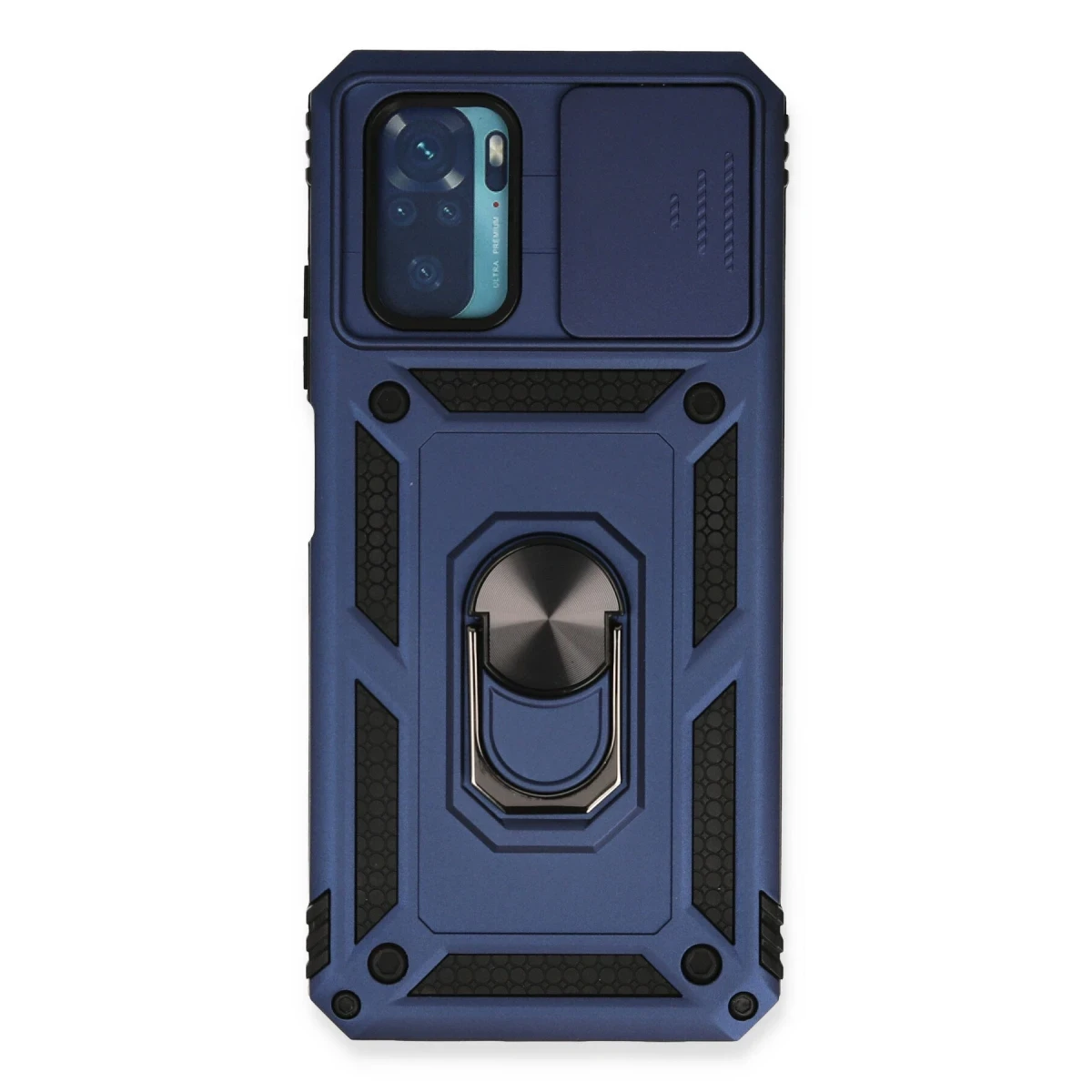 Newface Xiaomi Redmi Note 10 Kılıf Pars Lens Yüzüklü Silikon - Lacivert