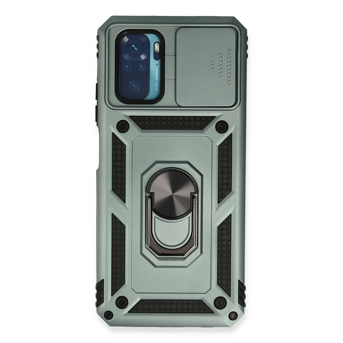 Newface Xiaomi Redmi Note 10 Kılıf Pars Lens Yüzüklü Silikon - Yeşil