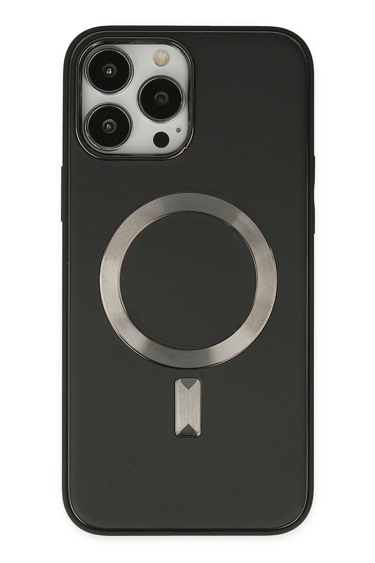 Newface Apple iPhone 13 Pro Kılıf Coco Deri Magneticsafe Silikon - Siyah
