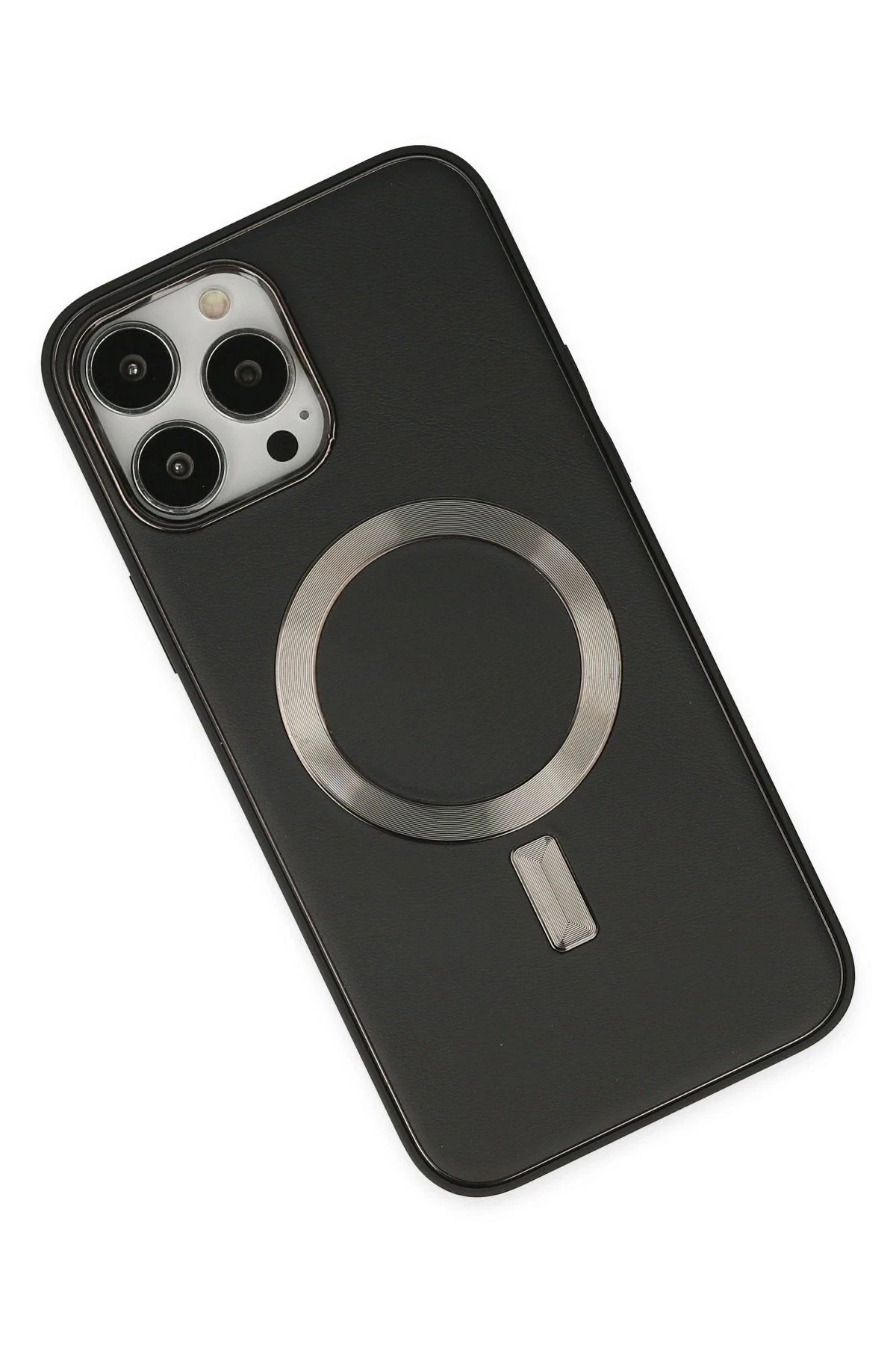 Newface Apple iPhone 13 Pro Kılıf Coco Deri Magneticsafe Silikon - Siyah — görsel 3