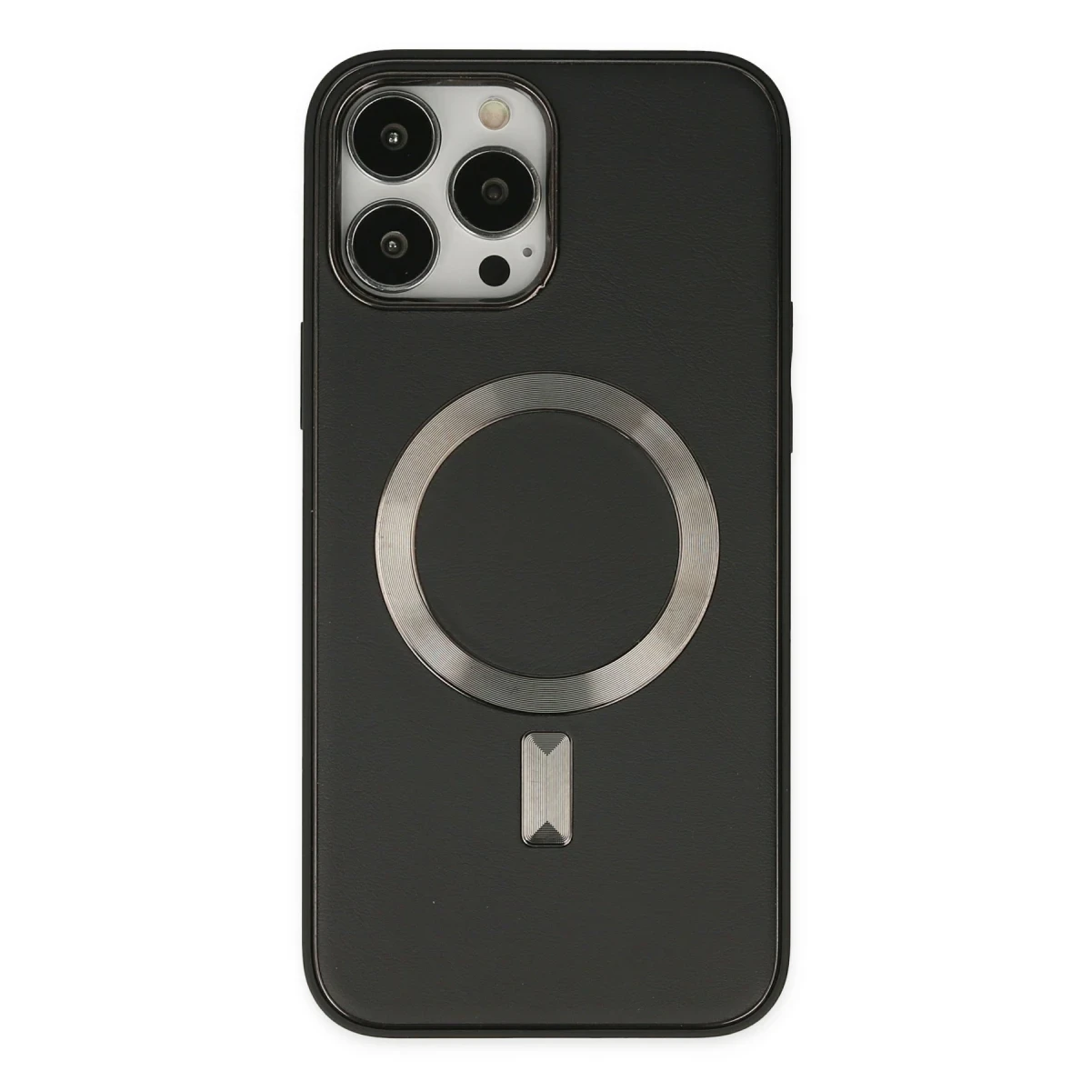 Newface Apple iPhone 13 Pro Max Kılıf Coco Deri Magneticsafe Silikon - Siyah — görsel 4