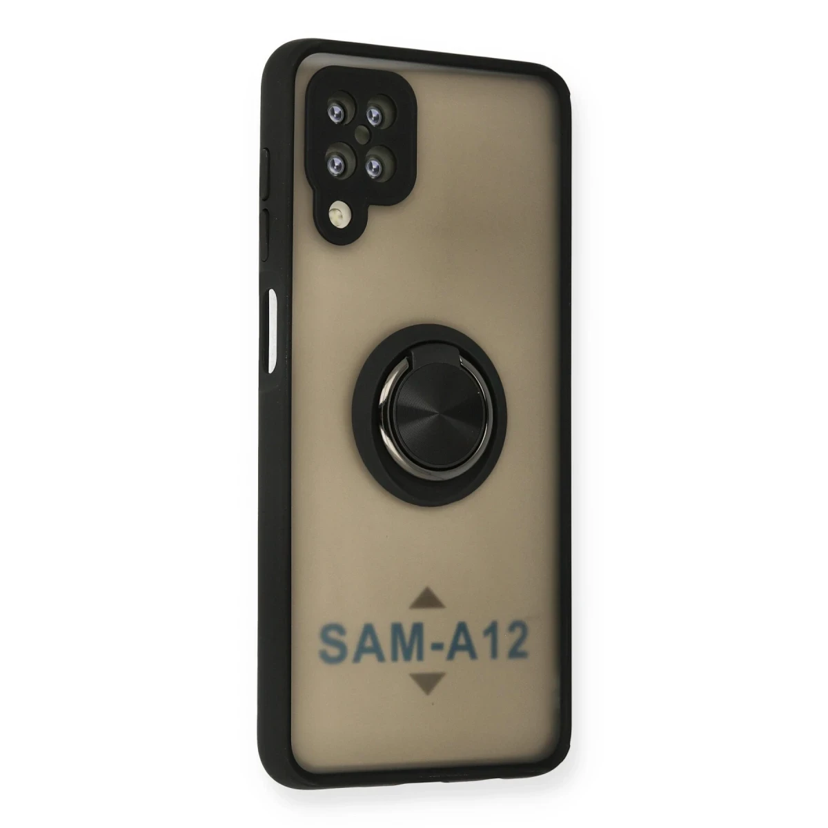 Newface Samsung Galaxy A12 Kılıf Montreal Yüzüklü Silikon Kapak - Siyah — görsel 5
