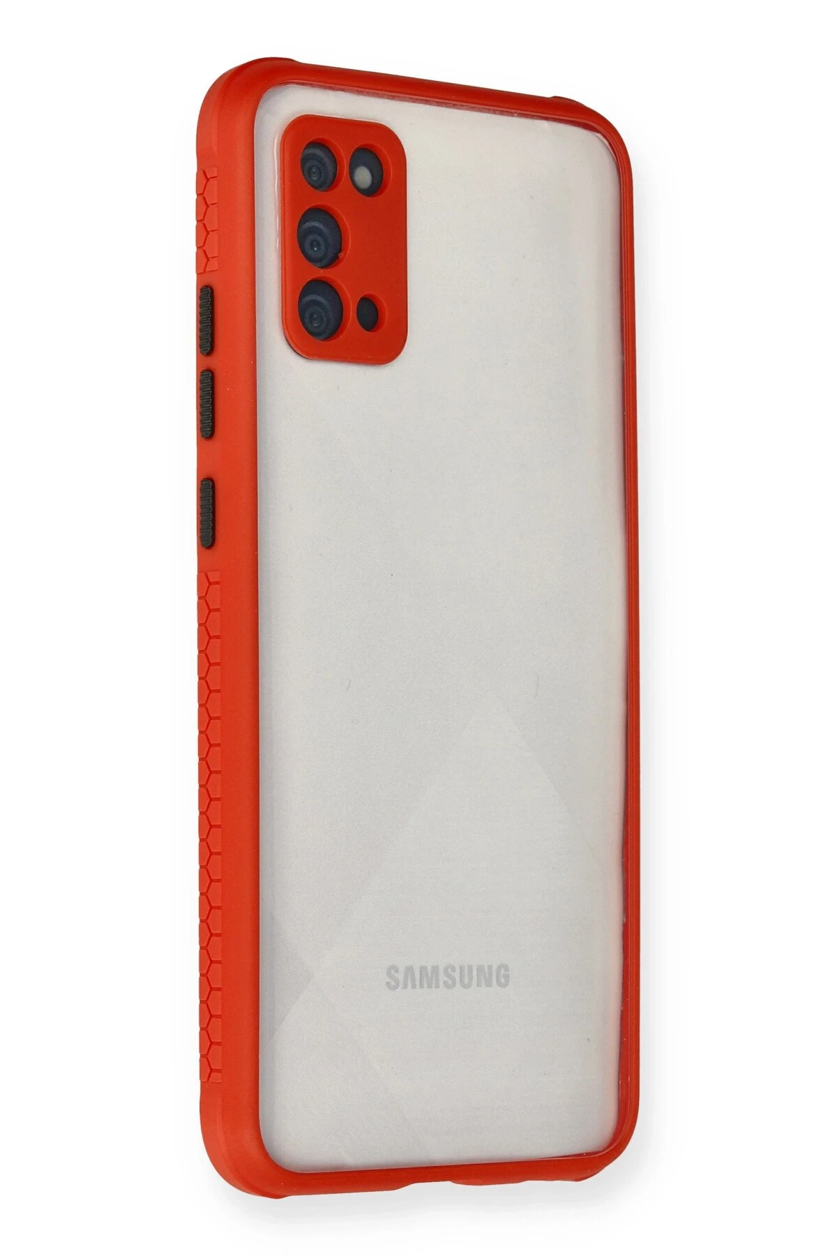 Newface Samsung Galaxy A02S Kılıf Miami Şeffaf Silikon - Kırmızı