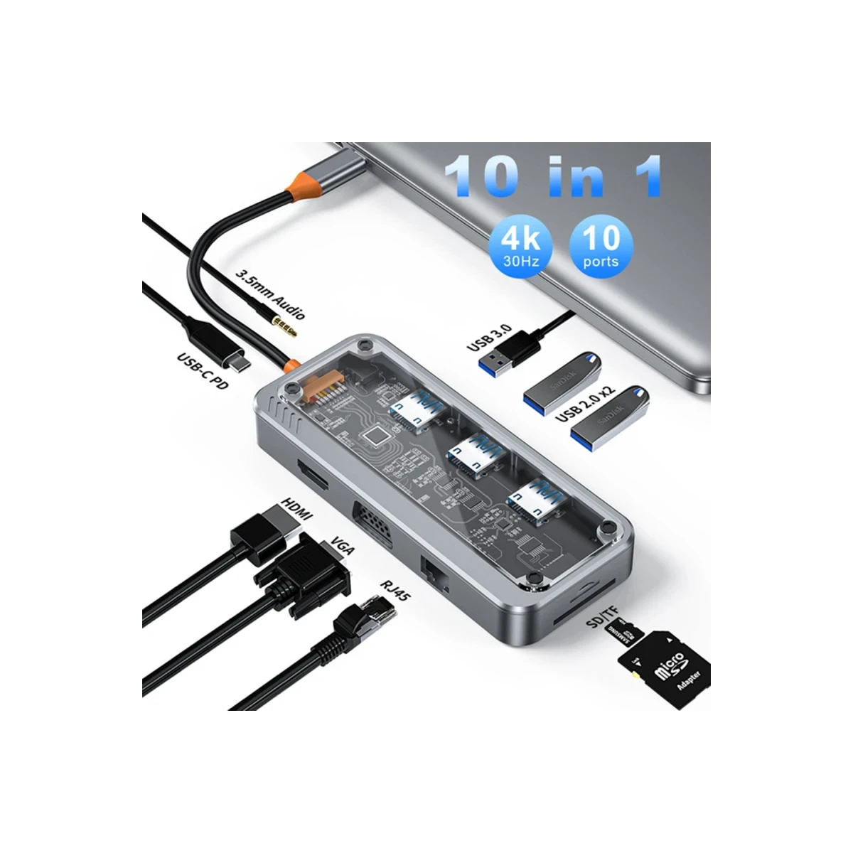 Newface Dönüştürücü 10in1 Hub SW10V - Gri — görsel 11