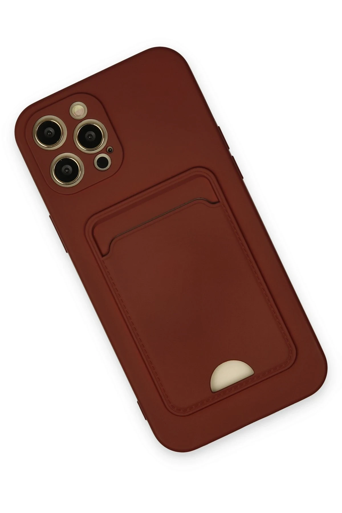 Newface iPhone 12 Pro Max Kılıf Kelvin Kartvizitli Silikon - Bordo