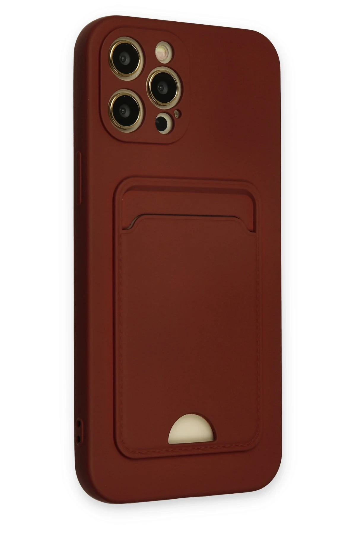 Newface iPhone 12 Pro Max Kılıf Kelvin Kartvizitli Silikon - Bordo