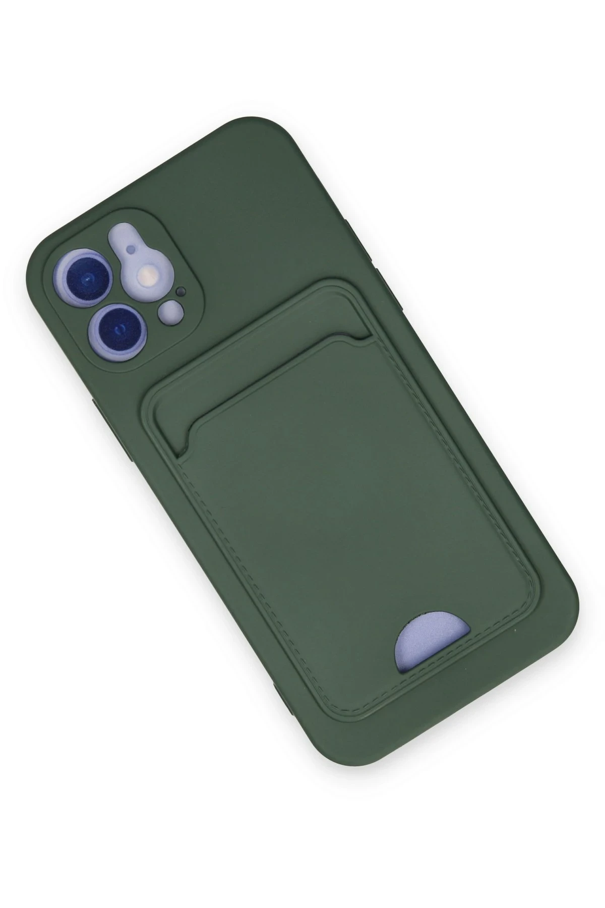 Newface iPhone 12 Kılıf Kelvin Kartvizitli Silikon - Koyu Yeşil