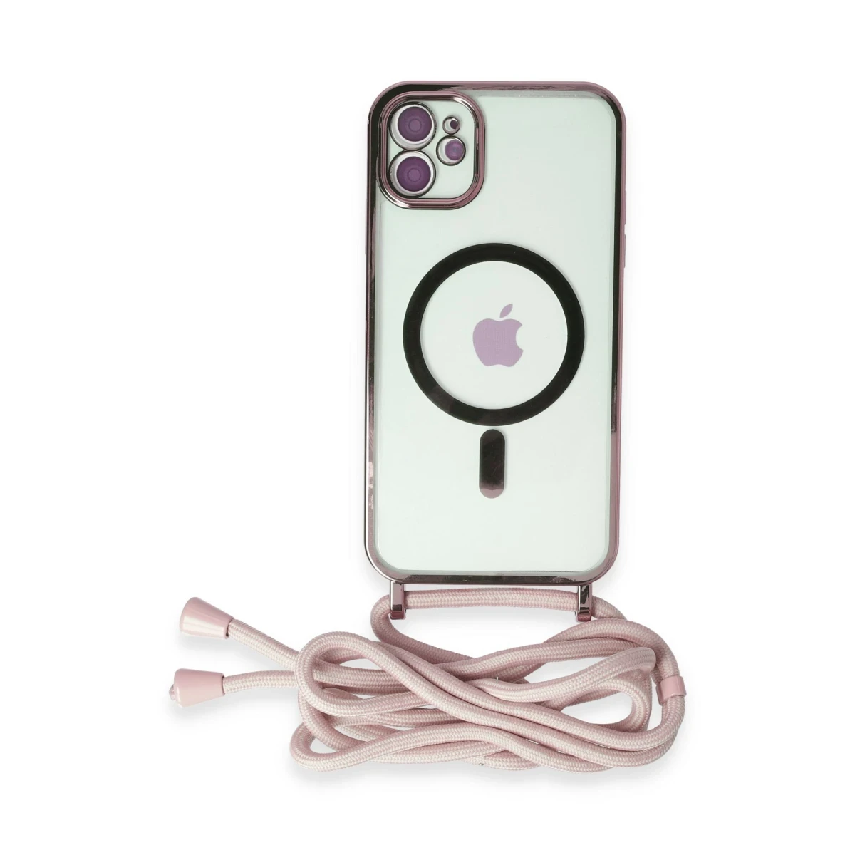Apple iPhone 11 Kılıf Divo Lazer Askılı Magsafe Kapak - Pembe