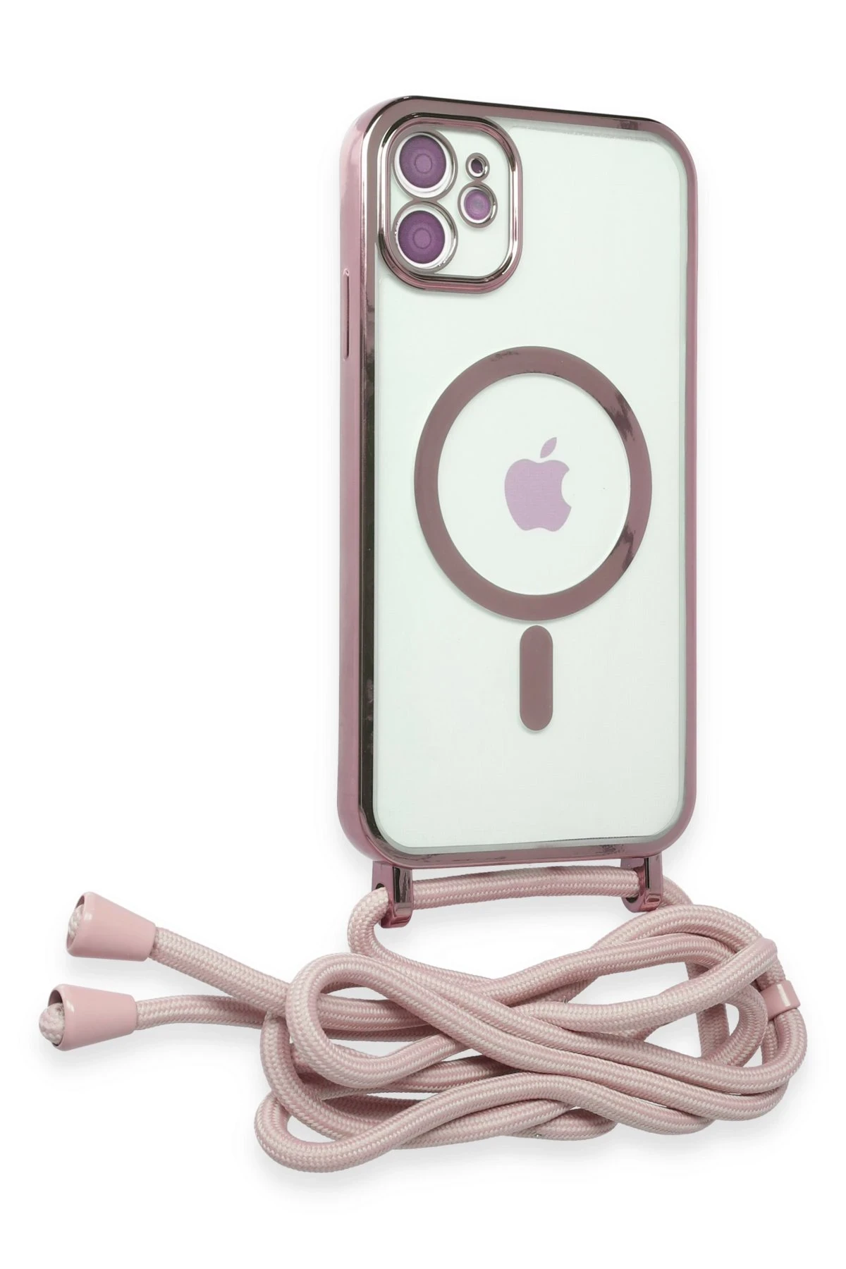 Newface iPhone 11 Kılıf Divo Lazer Askılı Magsafe Kapak - Pembe