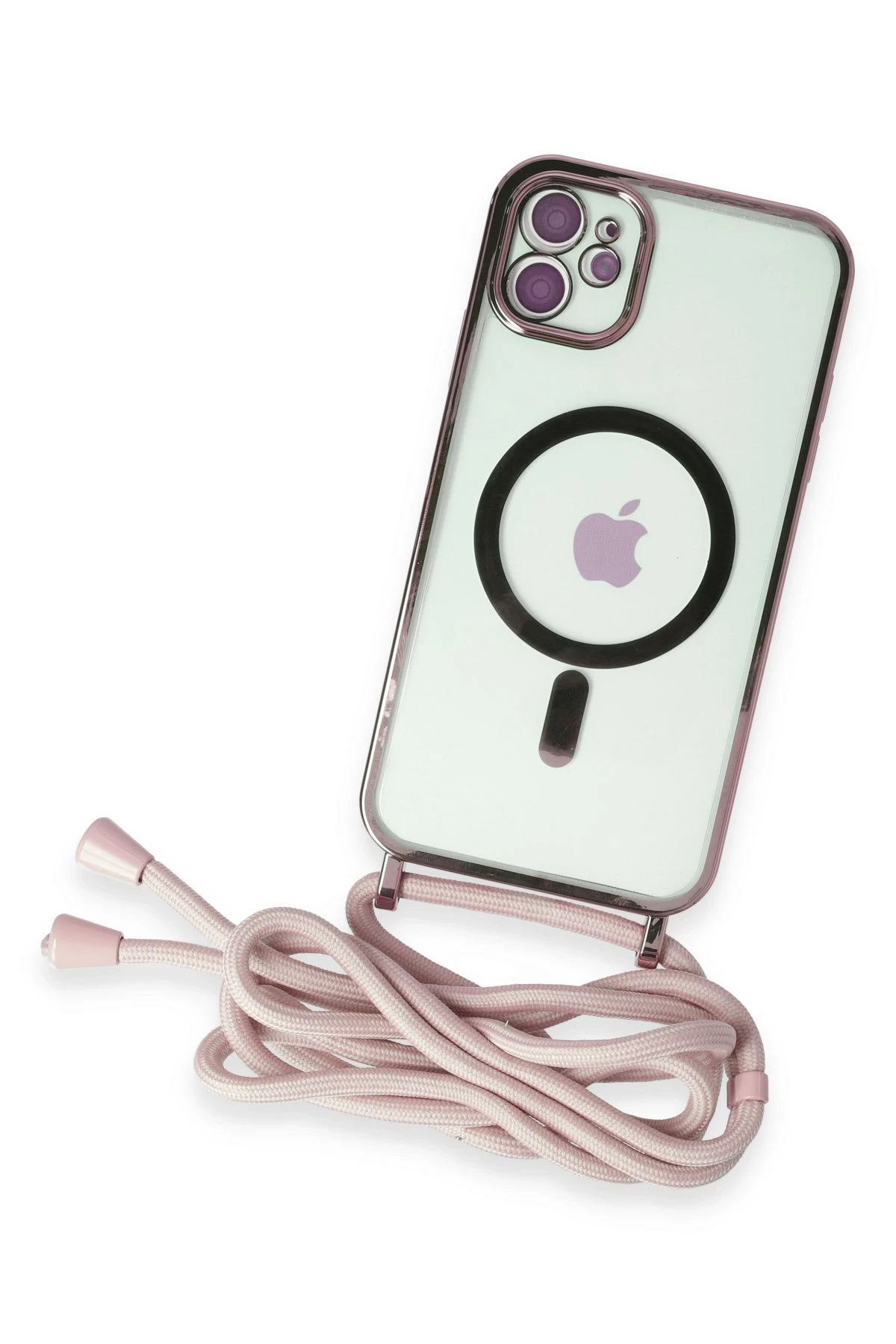 Newface iPhone 11 Kılıf Divo Lazer Askılı Magsafe Kapak - Pembe
