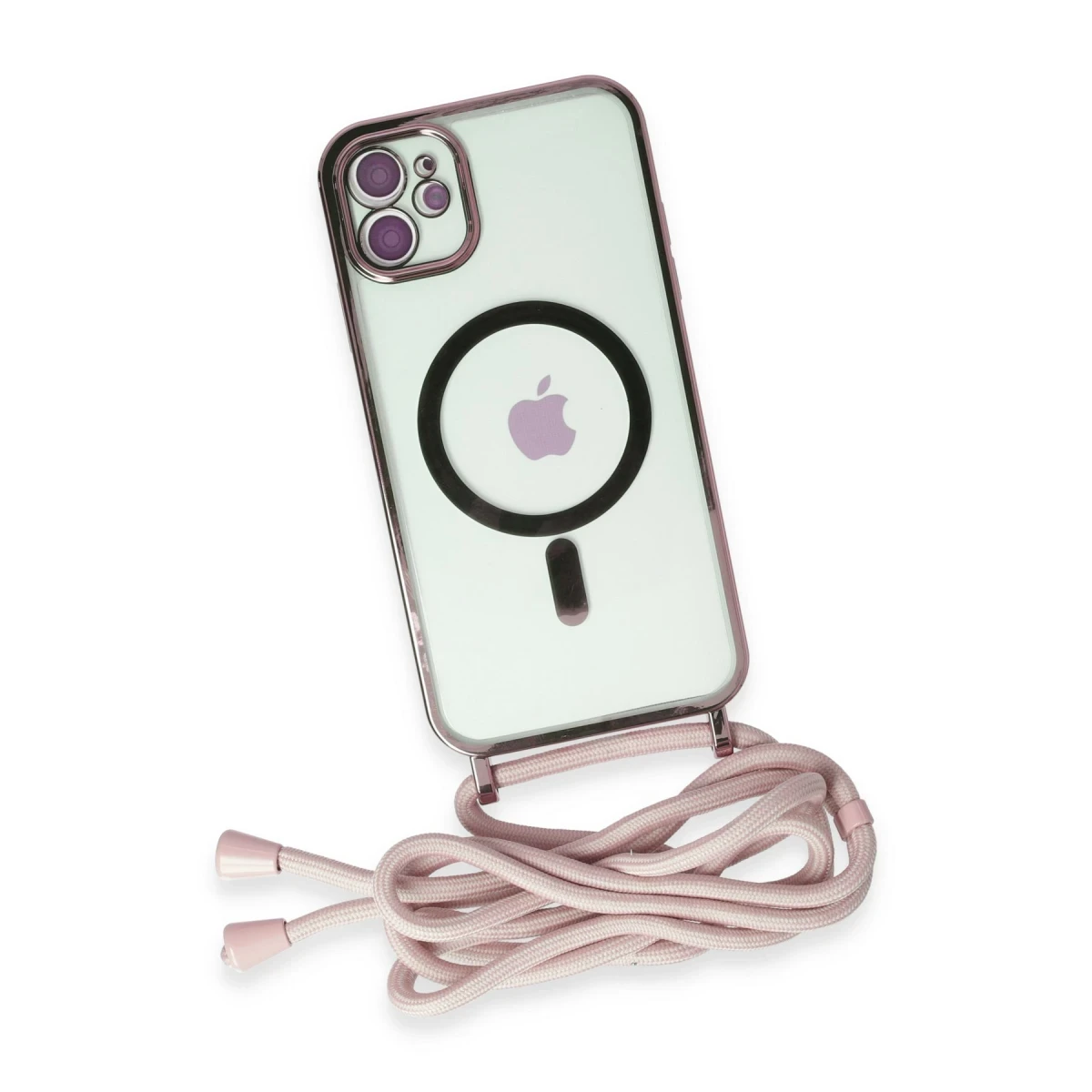 Apple iPhone 11 Kılıf Divo Lazer Askılı Magsafe Kapak - Pembe