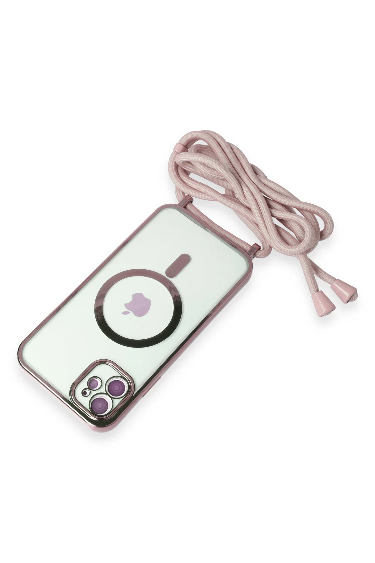 Newface iPhone 11 Kılıf Divo Lazer Askılı Magsafe Kapak - Pembe