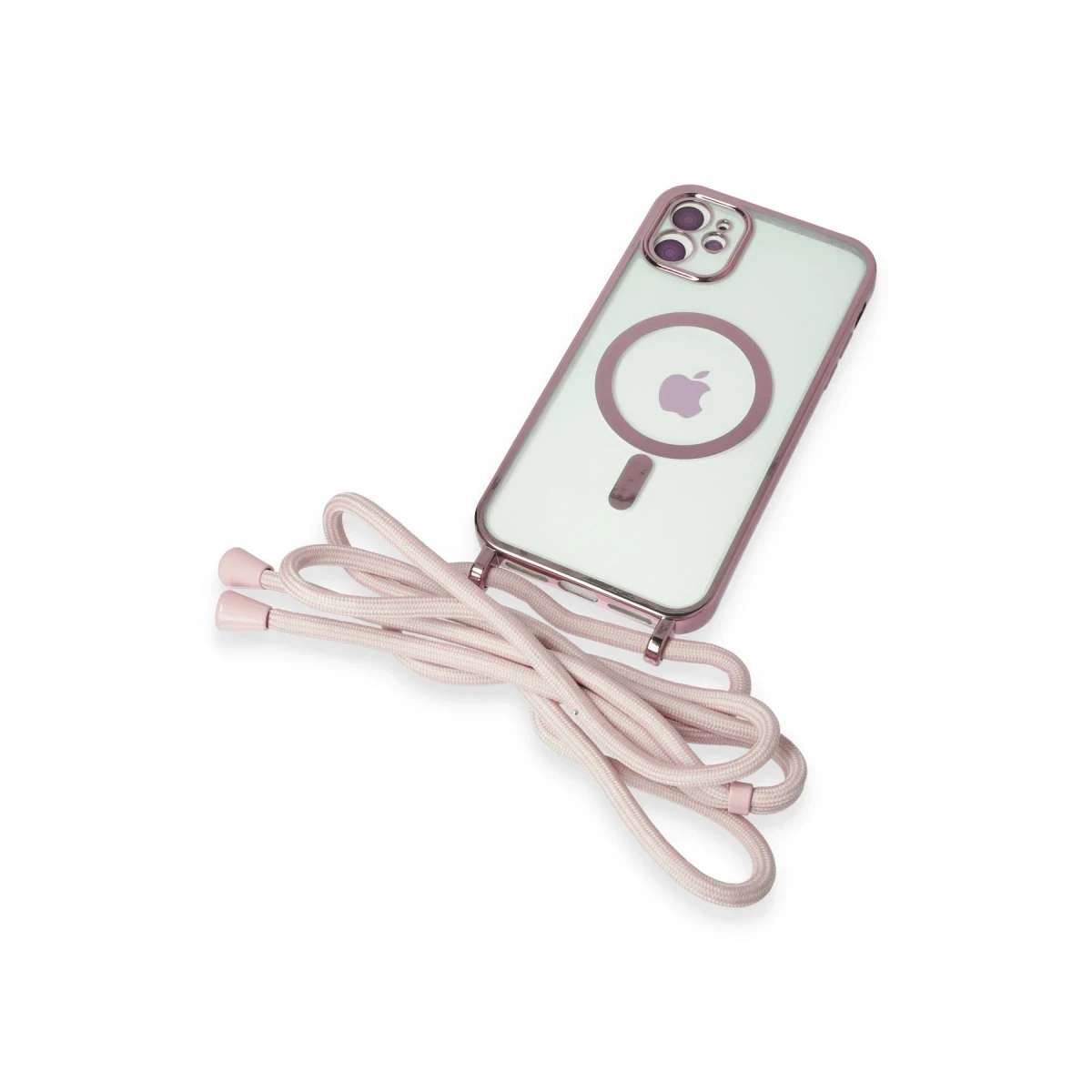 Apple iPhone 11 Kılıf Divo Lazer Askılı Magsafe Kapak - Pembe