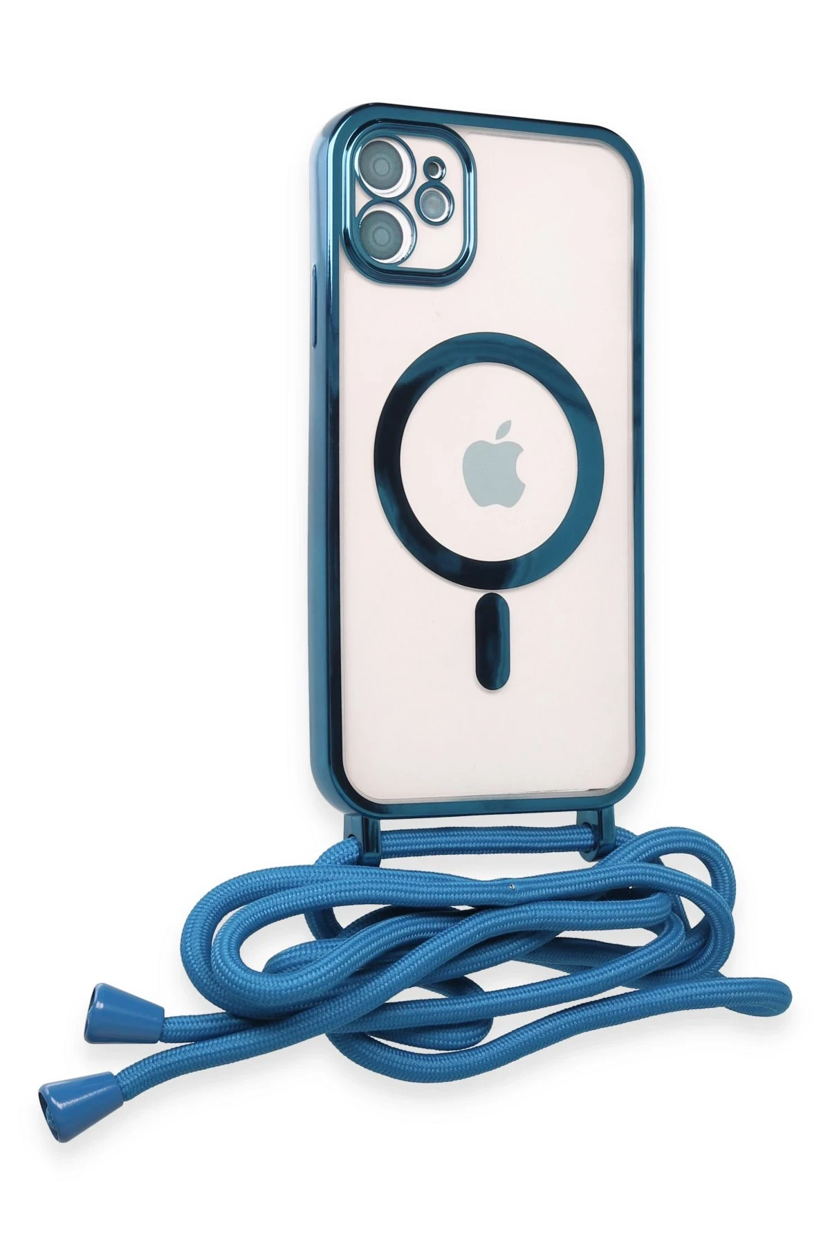 Newface iPhone 11 Kılıf Divo Lazer Askılı Magsafe Kapak - Sierra Blue