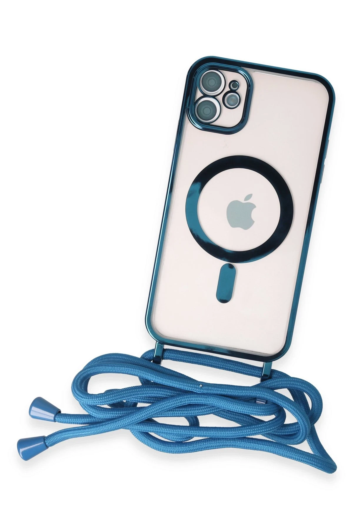 Newface iPhone 11 Kılıf Divo Lazer Askılı Magsafe Kapak - Sierra Blue