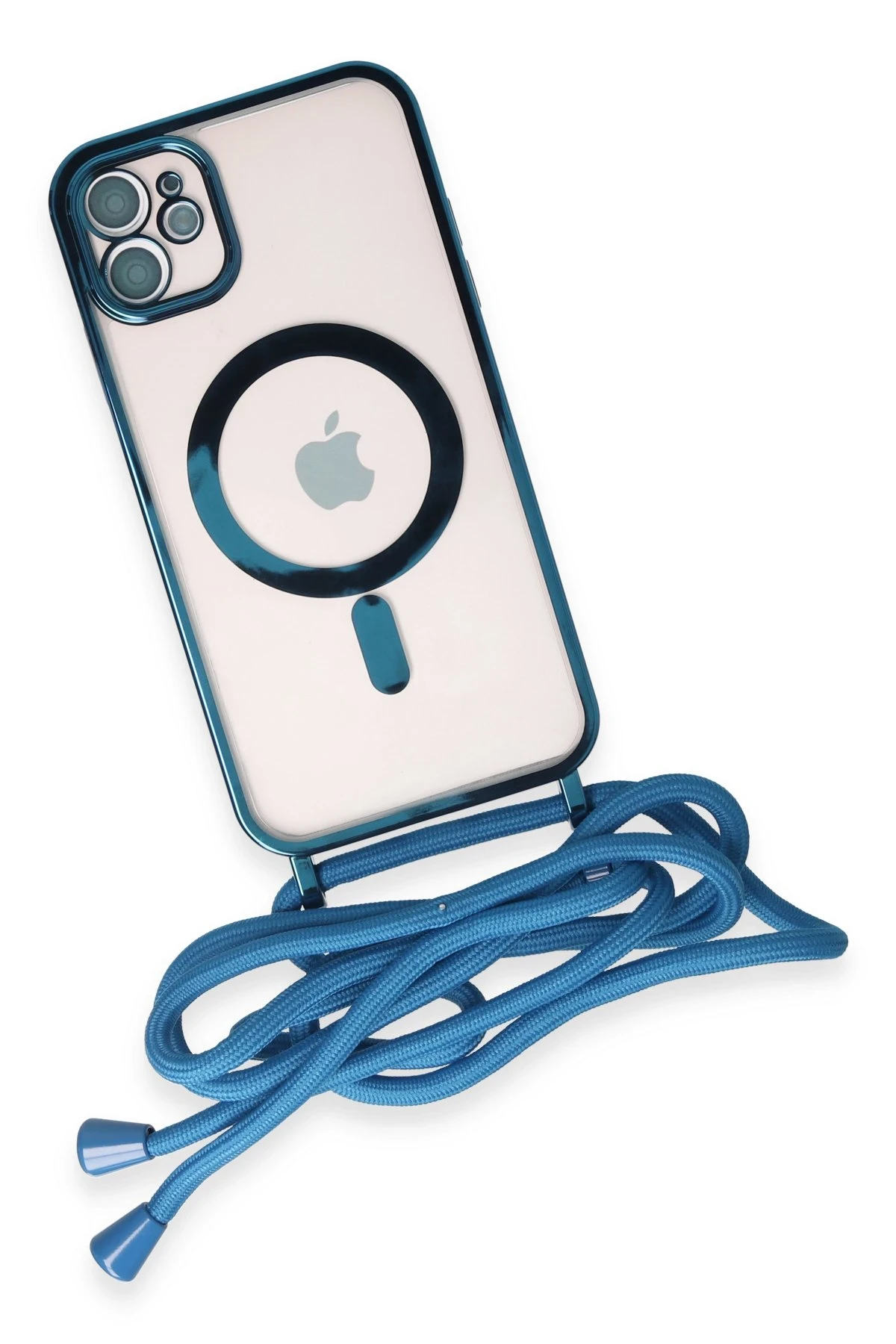 Newface iPhone 11 Kılıf Divo Lazer Askılı Magsafe Kapak - Sierra Blue