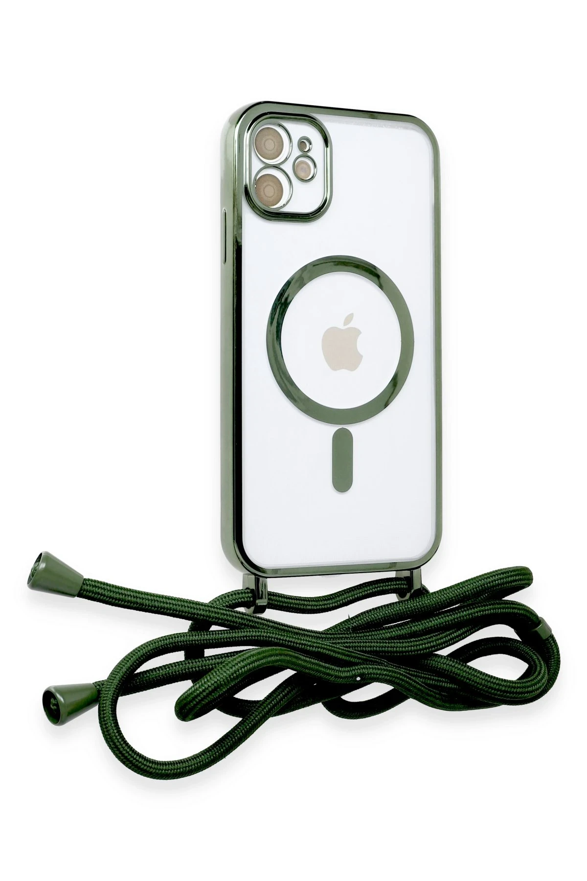 Newface iPhone 11 Kılıf Divo Lazer Askılı Magsafe Kapak - Koyu Yeşil