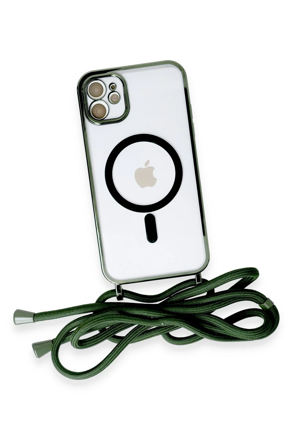 Newface iPhone 11 Kılıf Divo Lazer Askılı Magsafe Kapak - Koyu Yeşil