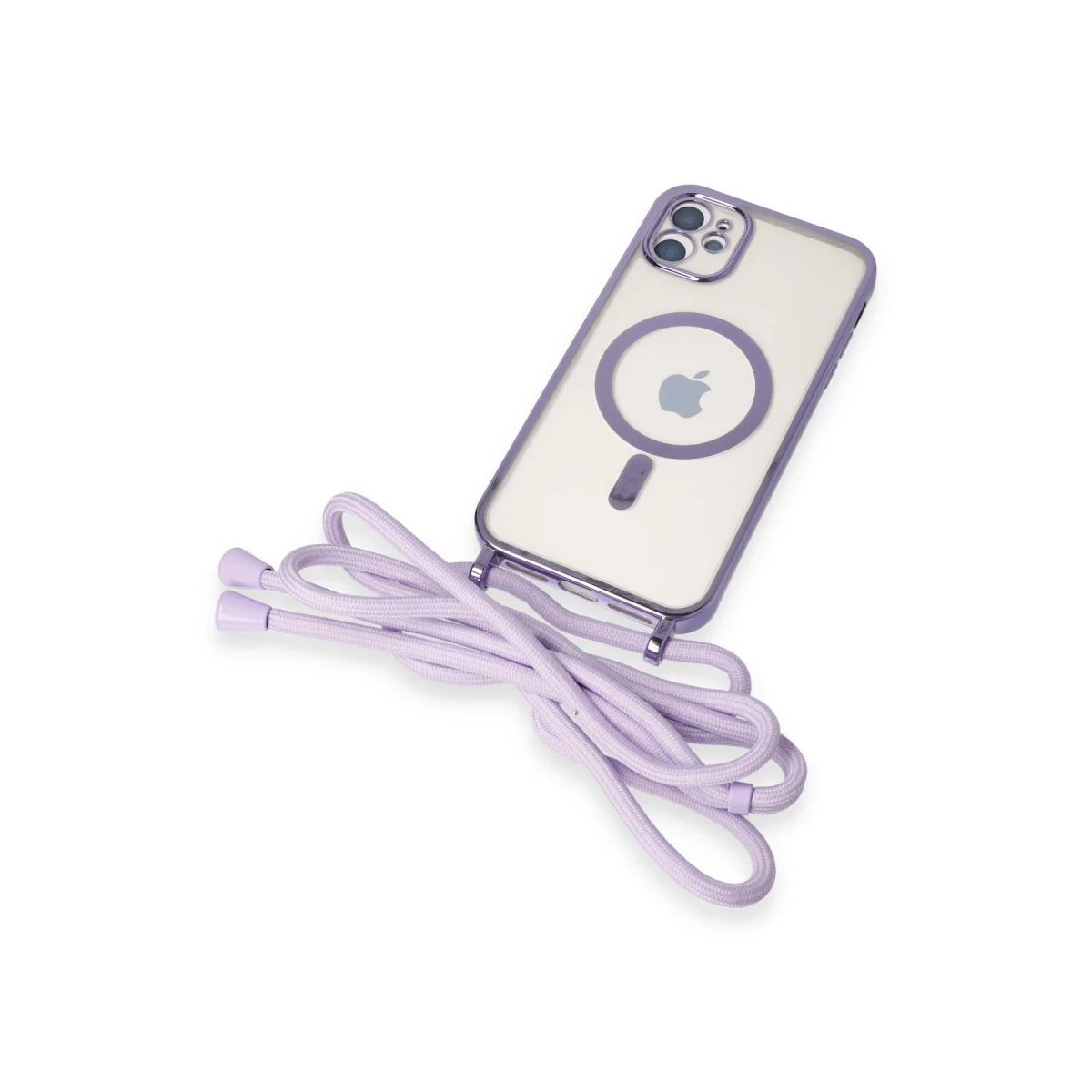 Newface Apple iPhone 11 Kılıf Divo Lazer Askılı Magsafe Kapak - Lila
