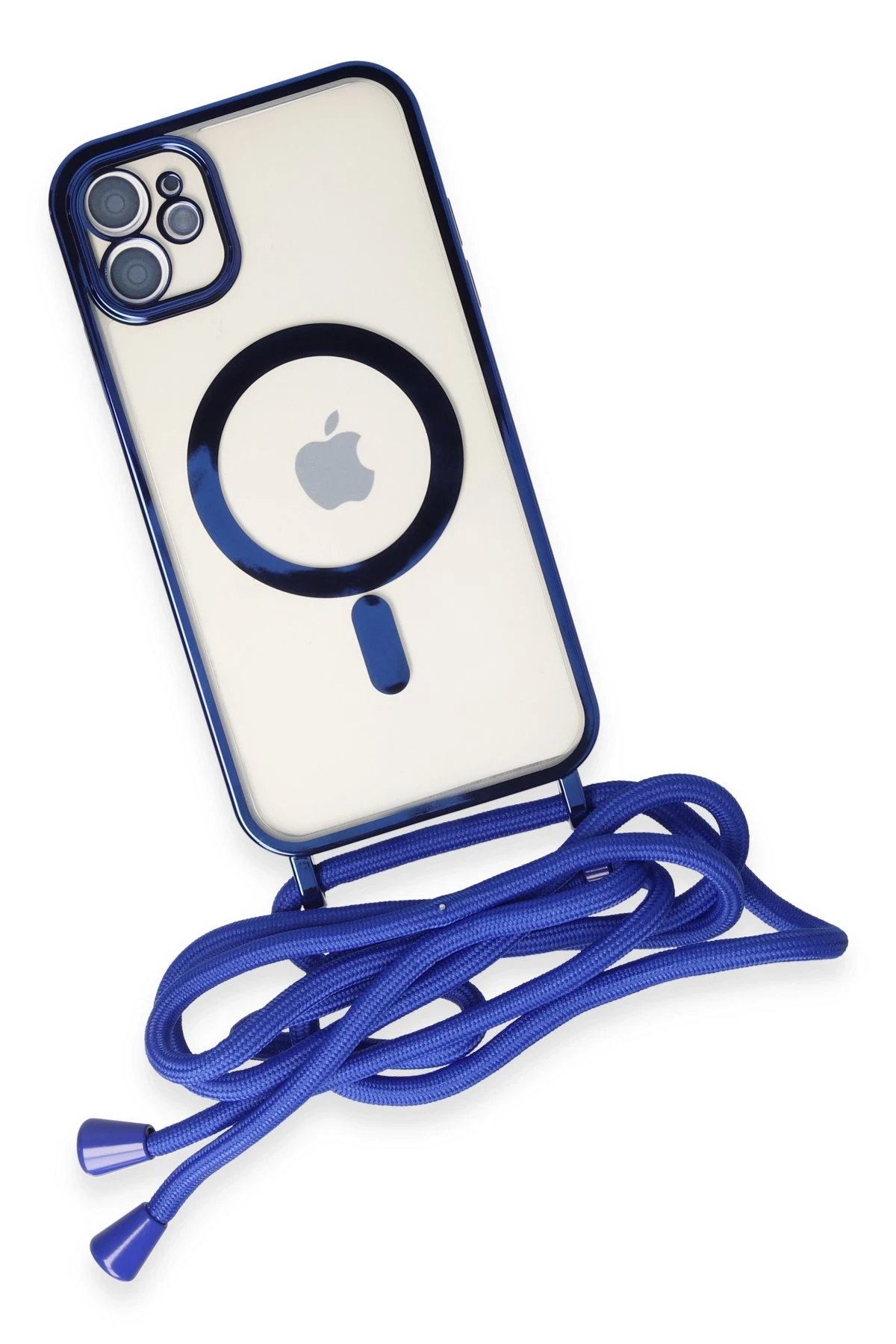 Newface iPhone 11 Kılıf Divo Lazer Askılı Magsafe Kapak - Mavi