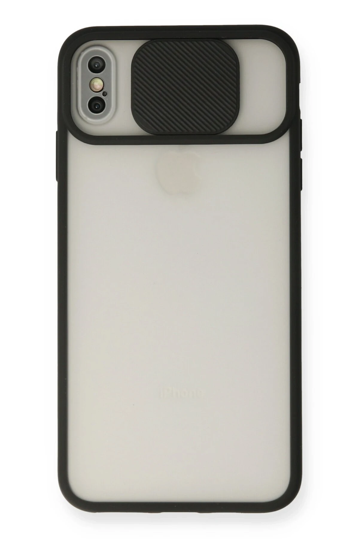 Newface Apple iPhone X Kılıf Palm Buzlu Kamera Sürgülü Silikon - Siyah
