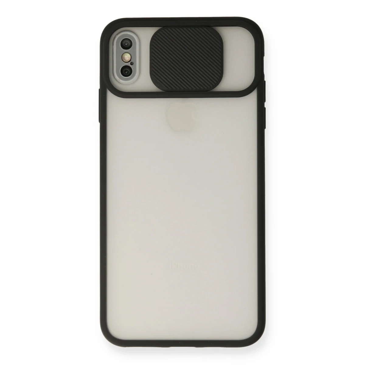 Newface Apple iPhone X Kılıf Palm Buzlu Kamera Sürgülü Silikon - Siyah — görsel 4