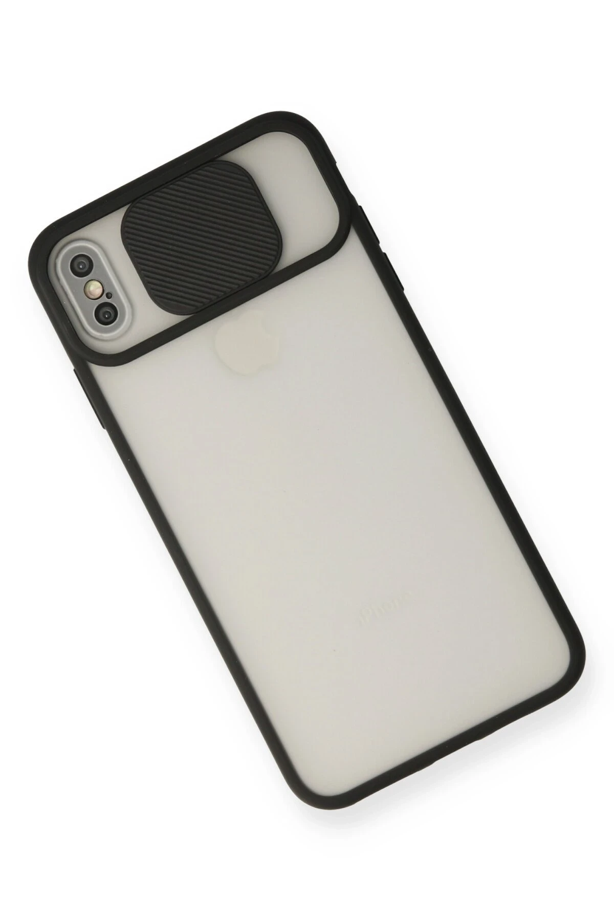 Newface Apple iPhone X Kılıf Palm Buzlu Kamera Sürgülü Silikon - Siyah — görsel 3