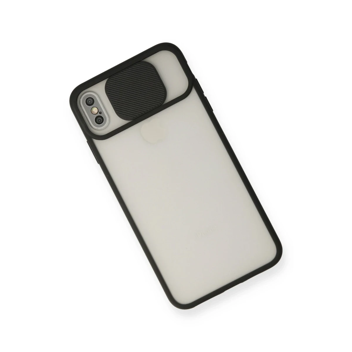 Newface Apple iPhone X Kılıf Palm Buzlu Kamera Sürgülü Silikon - Siyah — görsel 6