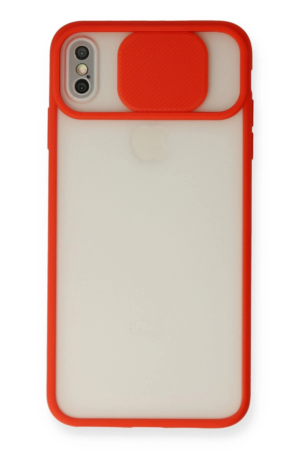 Newface iPhone X Kılıf Palm Buzlu Kamera Sürgülü Silikon - Kırmızı