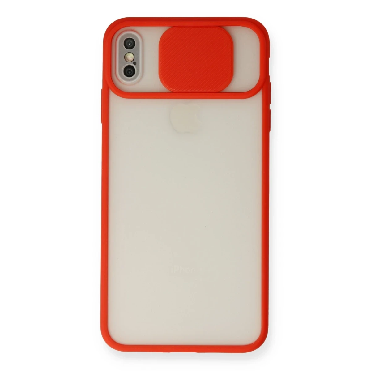 Newface Apple iPhone X Kılıf Palm Buzlu Kamera Sürgülü Silikon - Kırmızı