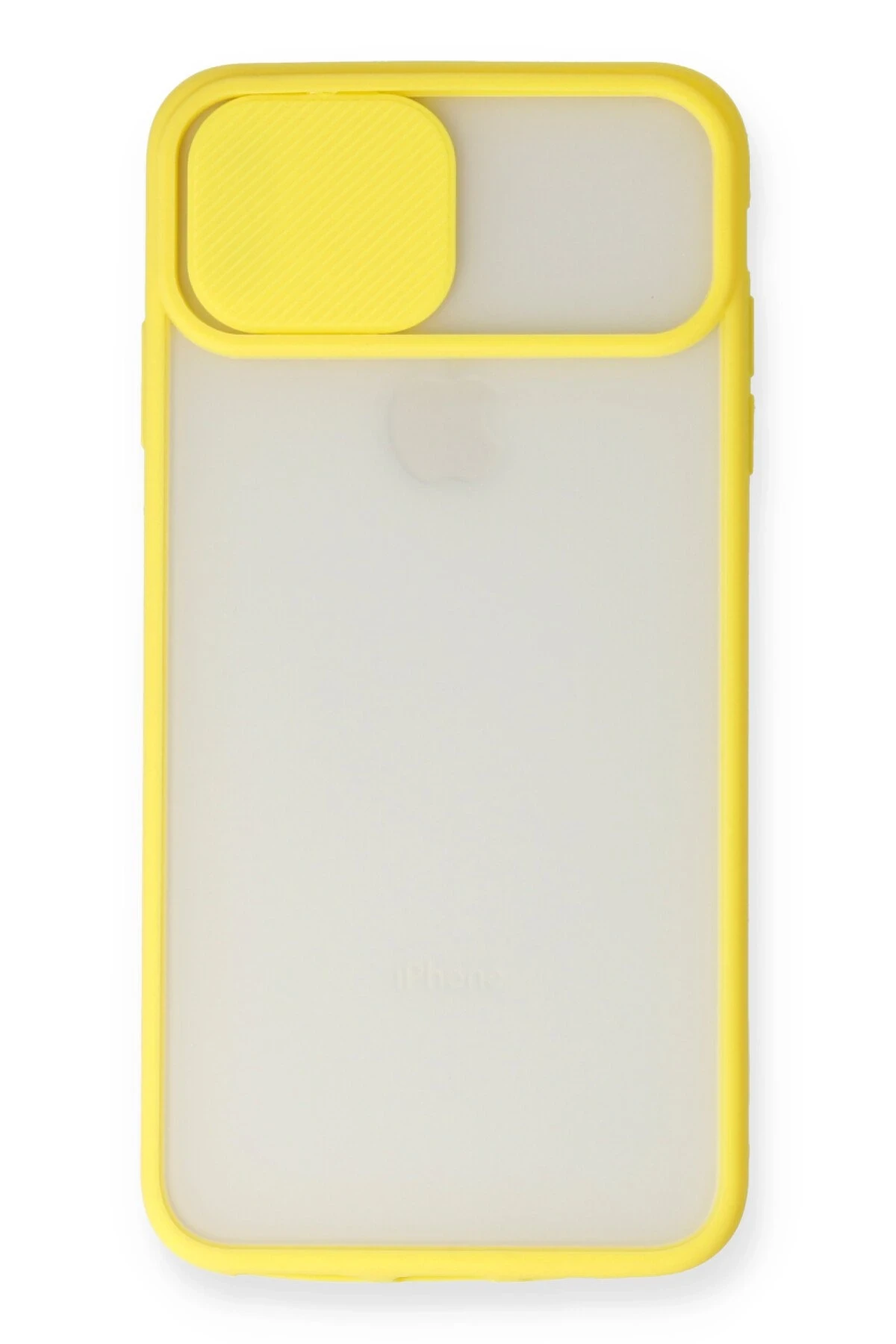Newface iPhone X Kılıf Palm Buzlu Kamera Sürgülü Silikon - Sarı