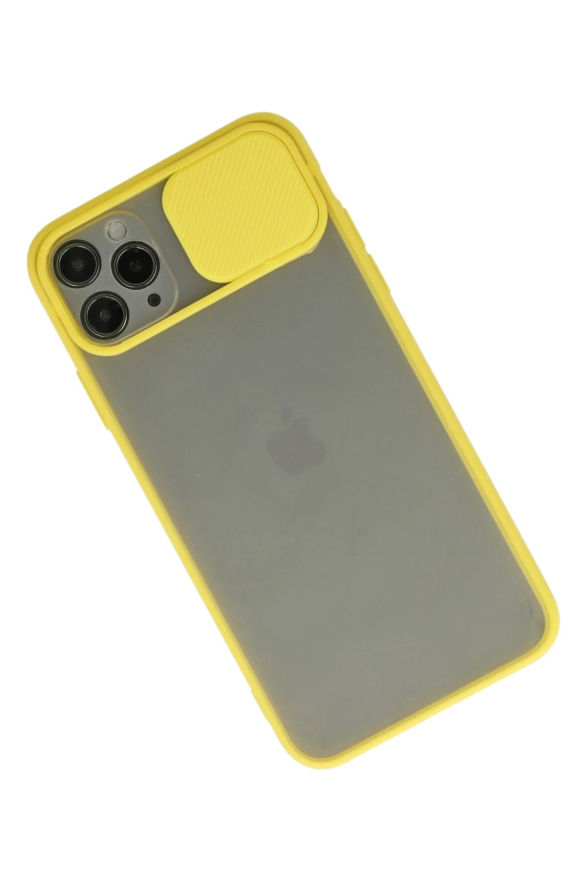 Newface iPhone 11 Pro Kılıf Palm Buzlu Kamera Sürgülü Silikon - Sarı