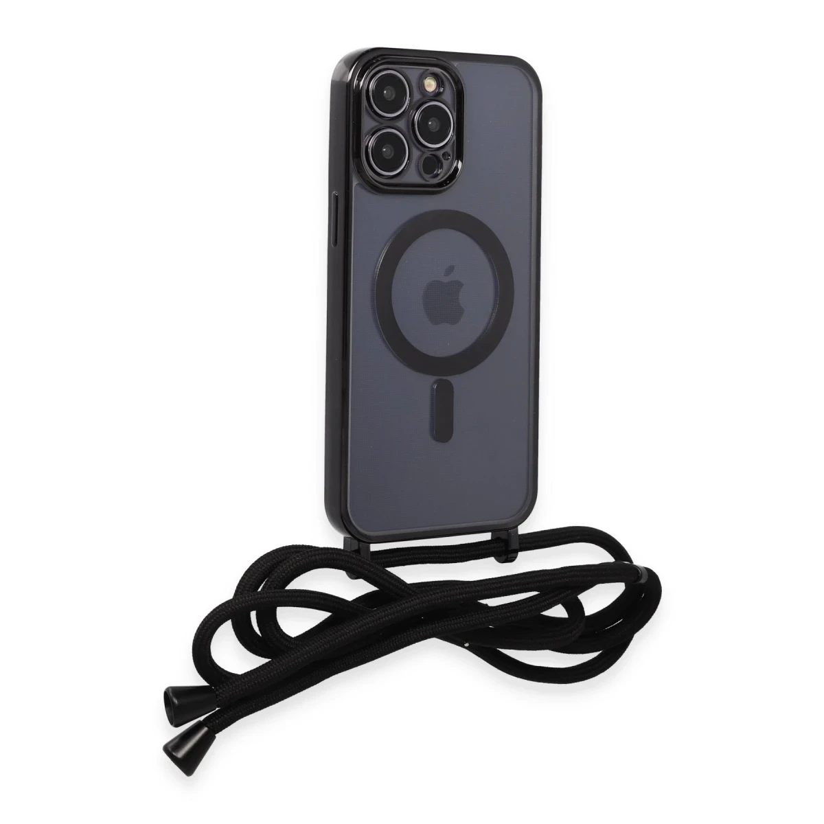 Newface Apple iPhone 12 Pro Max Kılıf Divo Lazer Askılı Magsafe Kapak - Siyah — görsel 8