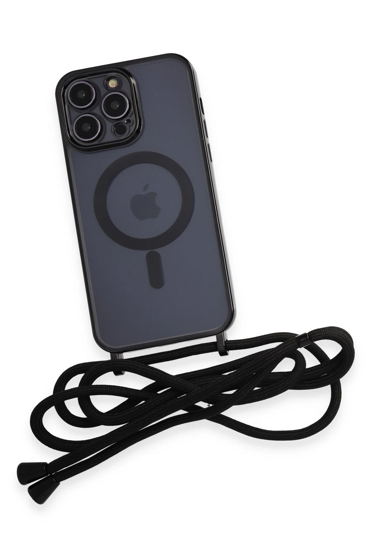 Newface Apple iPhone 12 Pro Max Kılıf Divo Lazer Askılı Magsafe Kapak - Siyah — görsel 4