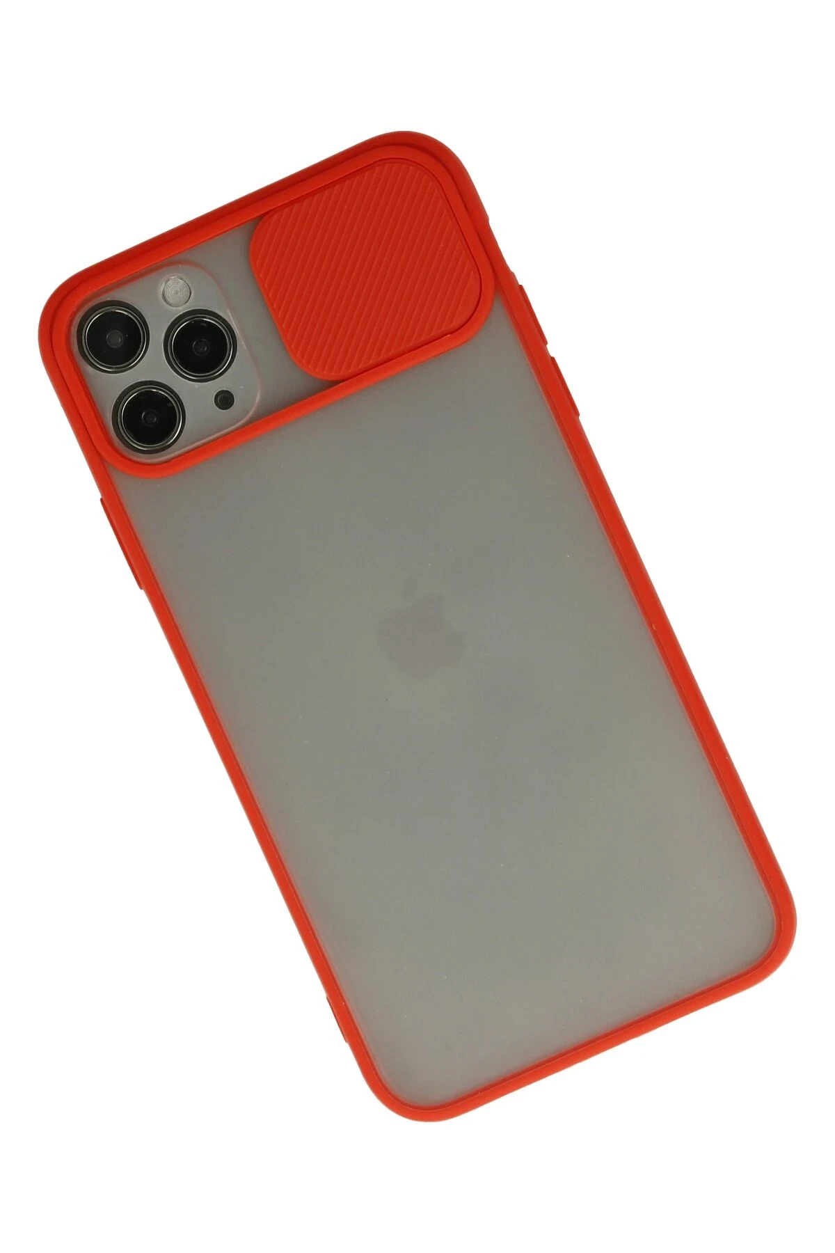 Newface iPhone 11 Pro Max Kılıf Palm Buzlu Kamera Sürgülü Silikon - Kırmızı