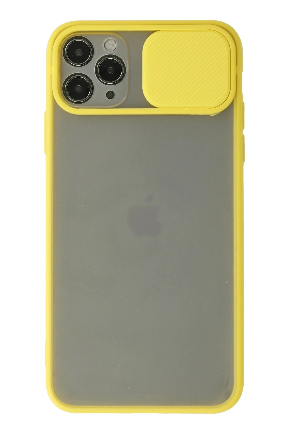Newface iPhone 11 Pro Max Kılıf Palm Buzlu Kamera Sürgülü Silikon - Sarı