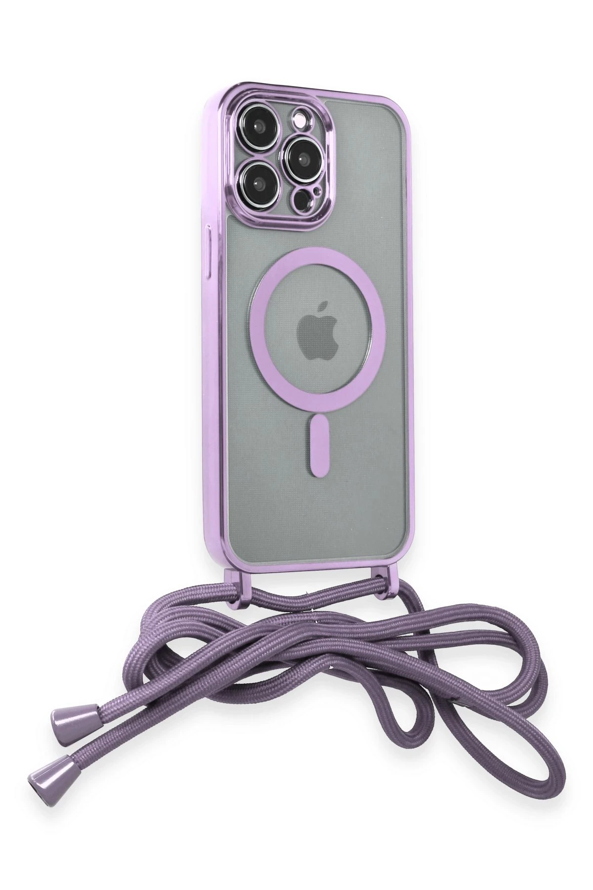 Newface iPhone 12 Pro Max Kılıf Divo Lazer Askılı Magsafe Kapak - Lila