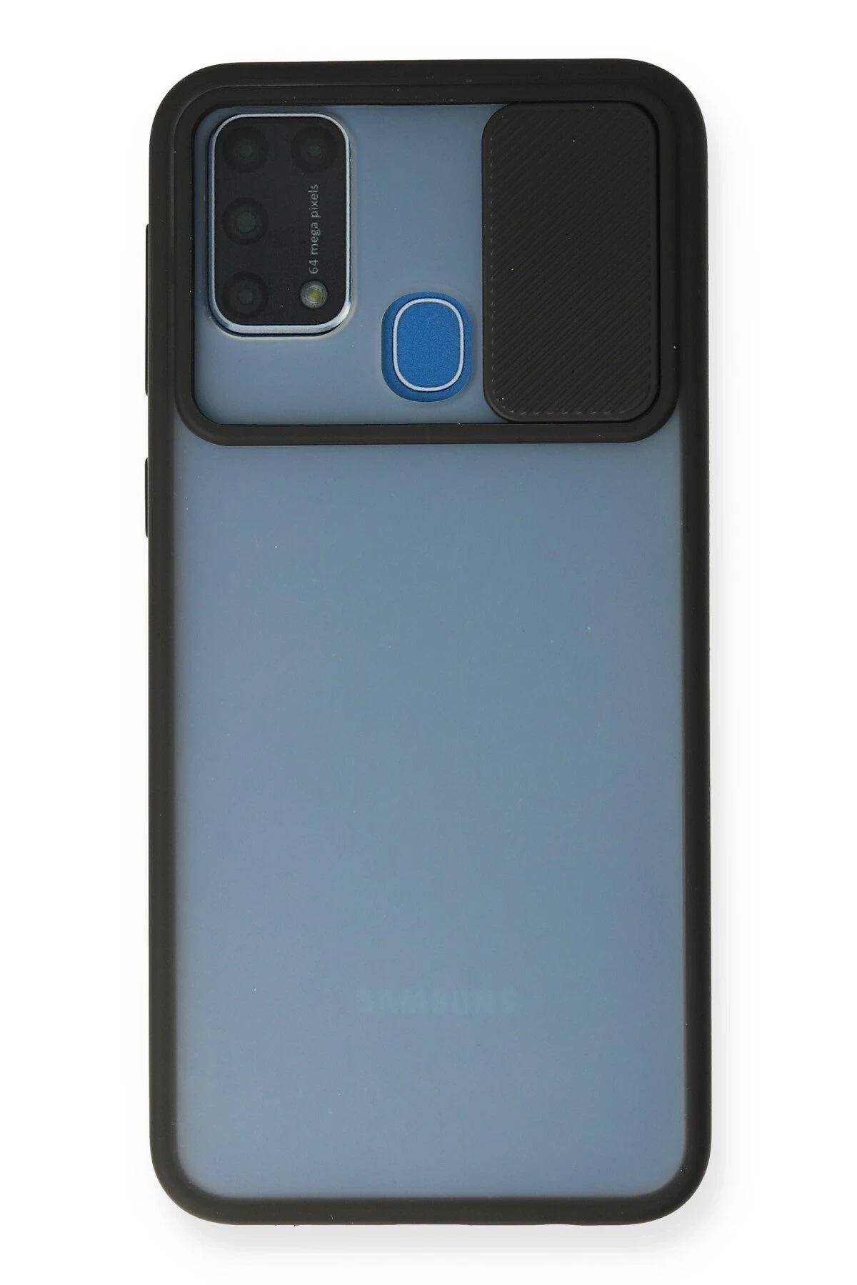 Newface Samsung Galaxy M31 Kılıf Palm Buzlu Kamera Sürgülü Silikon - Siyah