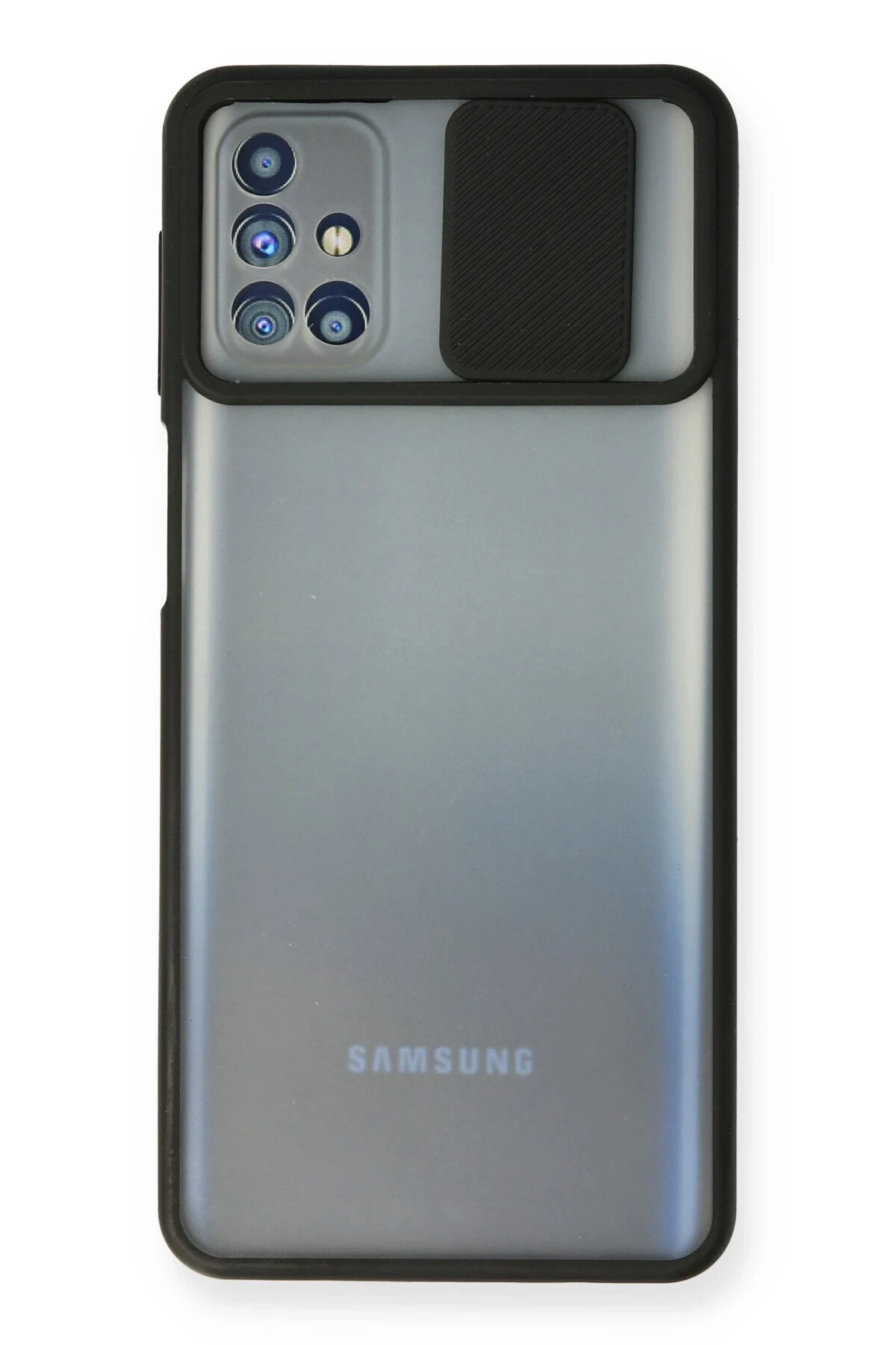 Newface Samsung Galaxy M31S Kılıf Palm Buzlu Kamera Sürgülü Silikon - Siyah