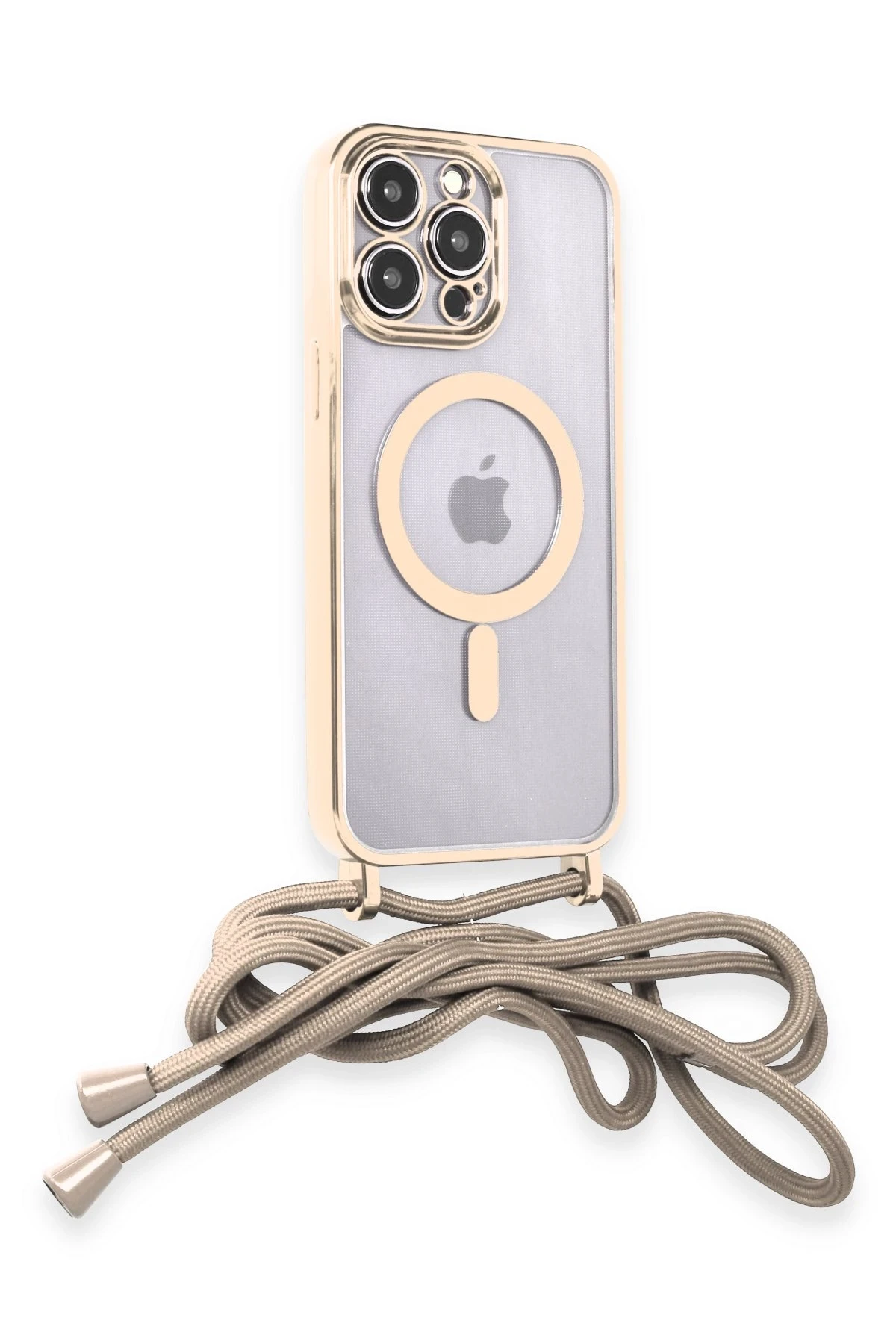 Newface iPhone 13 Pro Kılıf Divo Lazer Askılı Magsafe Kapak - Gold