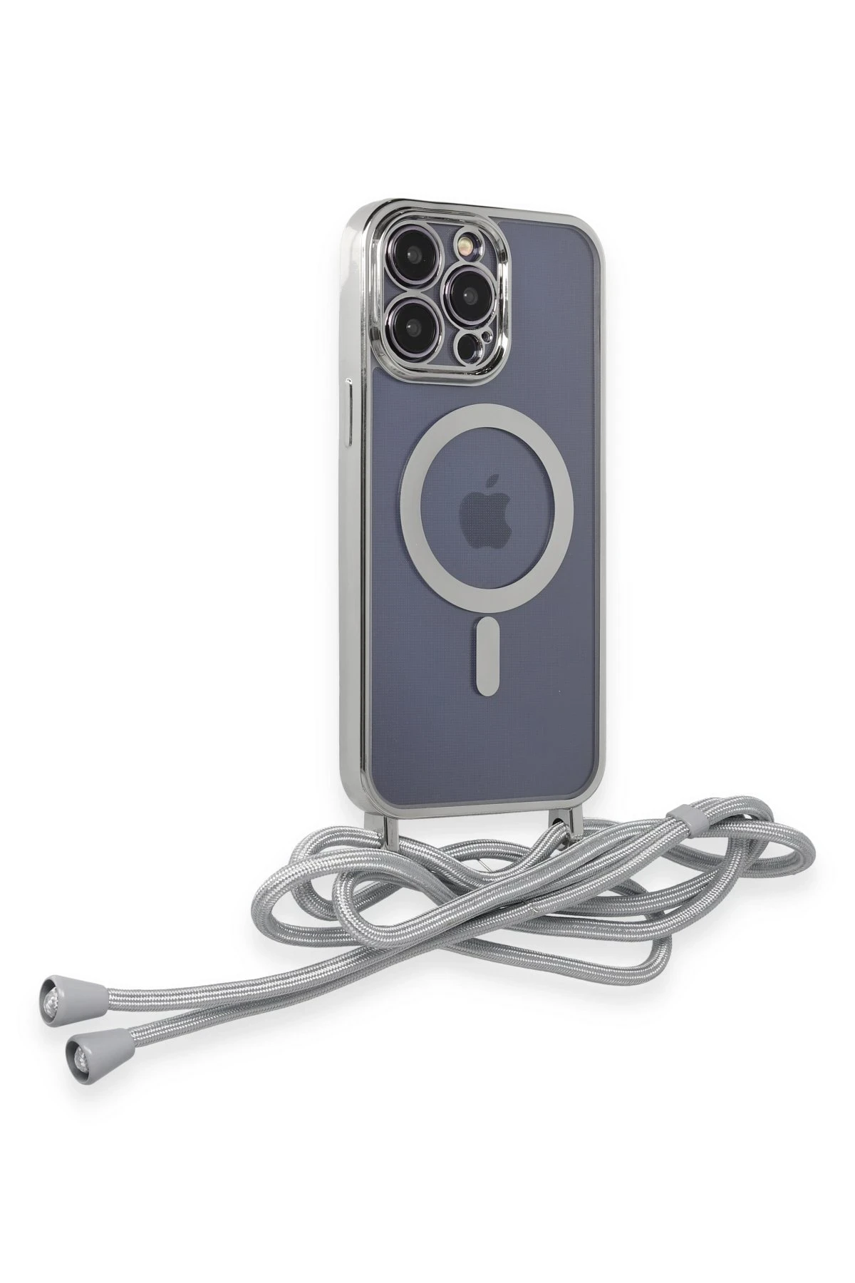 Newface iPhone 13 Pro Kılıf Divo Lazer Askılı Magsafe Kapak - Gümüş