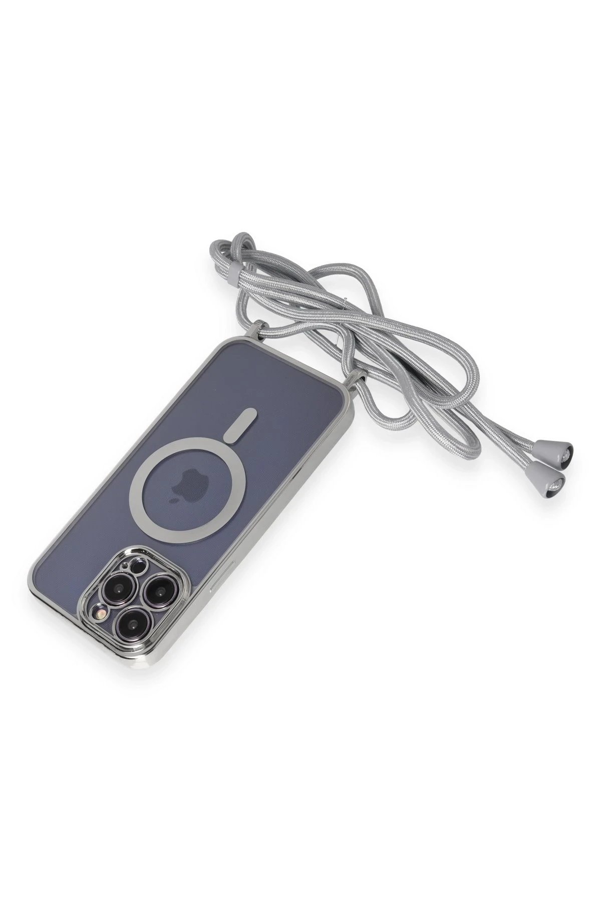 Newface iPhone 13 Pro Kılıf Divo Lazer Askılı Magsafe Kapak - Gümüş