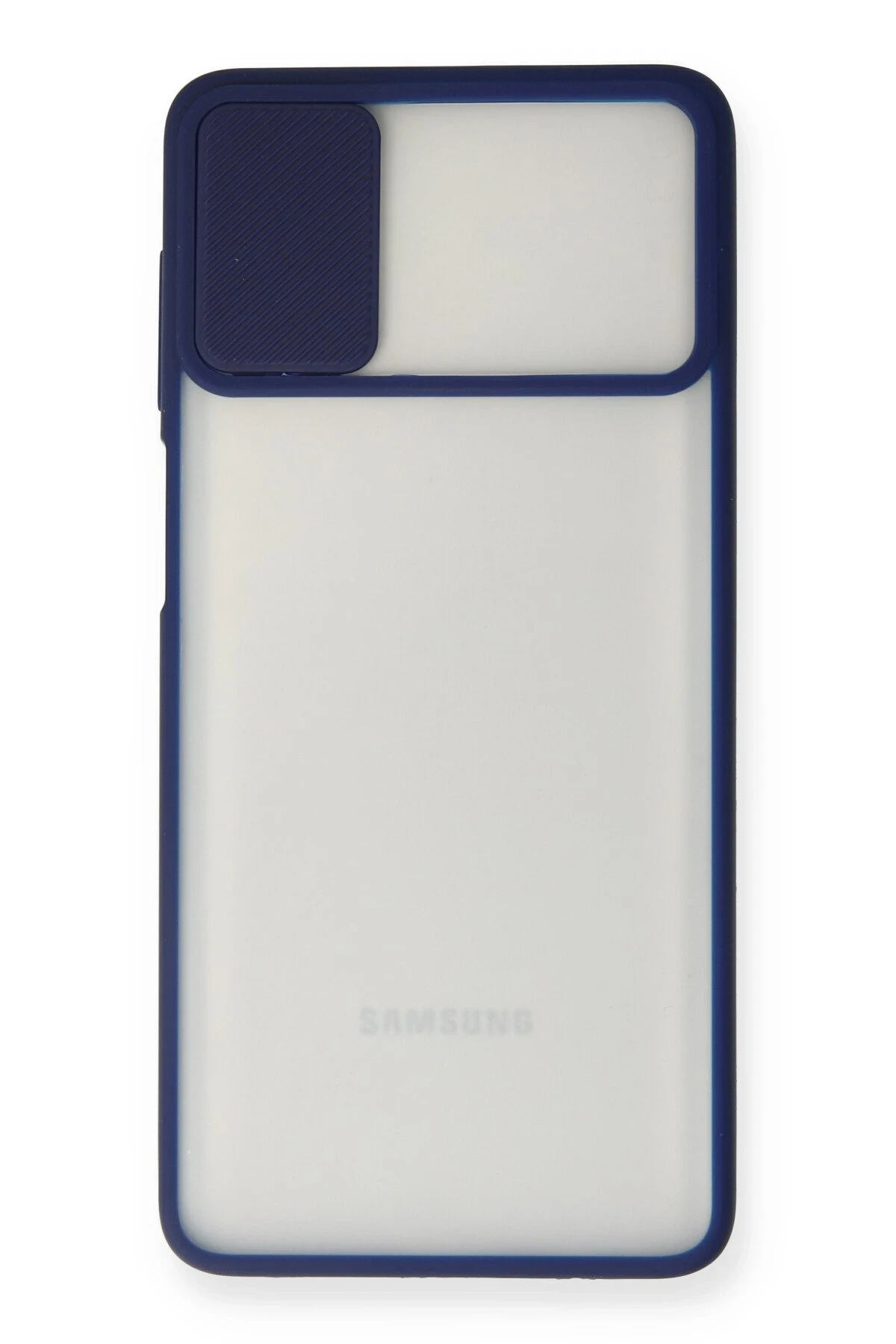 Newface Samsung Galaxy M51 Kılıf Palm Buzlu Kamera Sürgülü Silikon - Lacivert