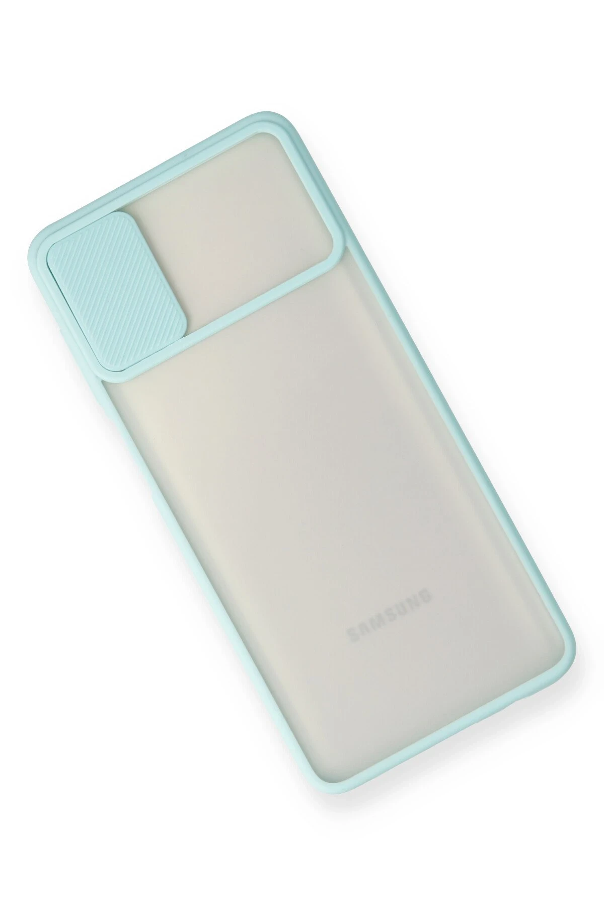 Newface Samsung Galaxy M51 Kılıf Palm Buzlu Kamera Sürgülü Silikon - Turkuaz