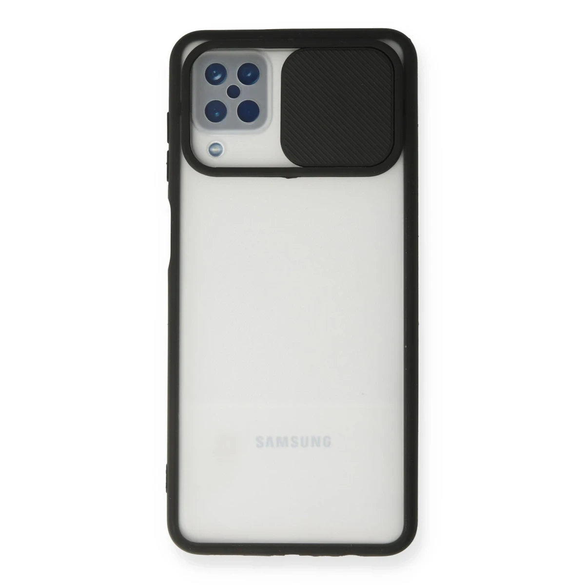 Newface Samsung Galaxy A12 Kılıf Palm Buzlu Kamera Sürgülü Silikon - Siyah — görsel 4