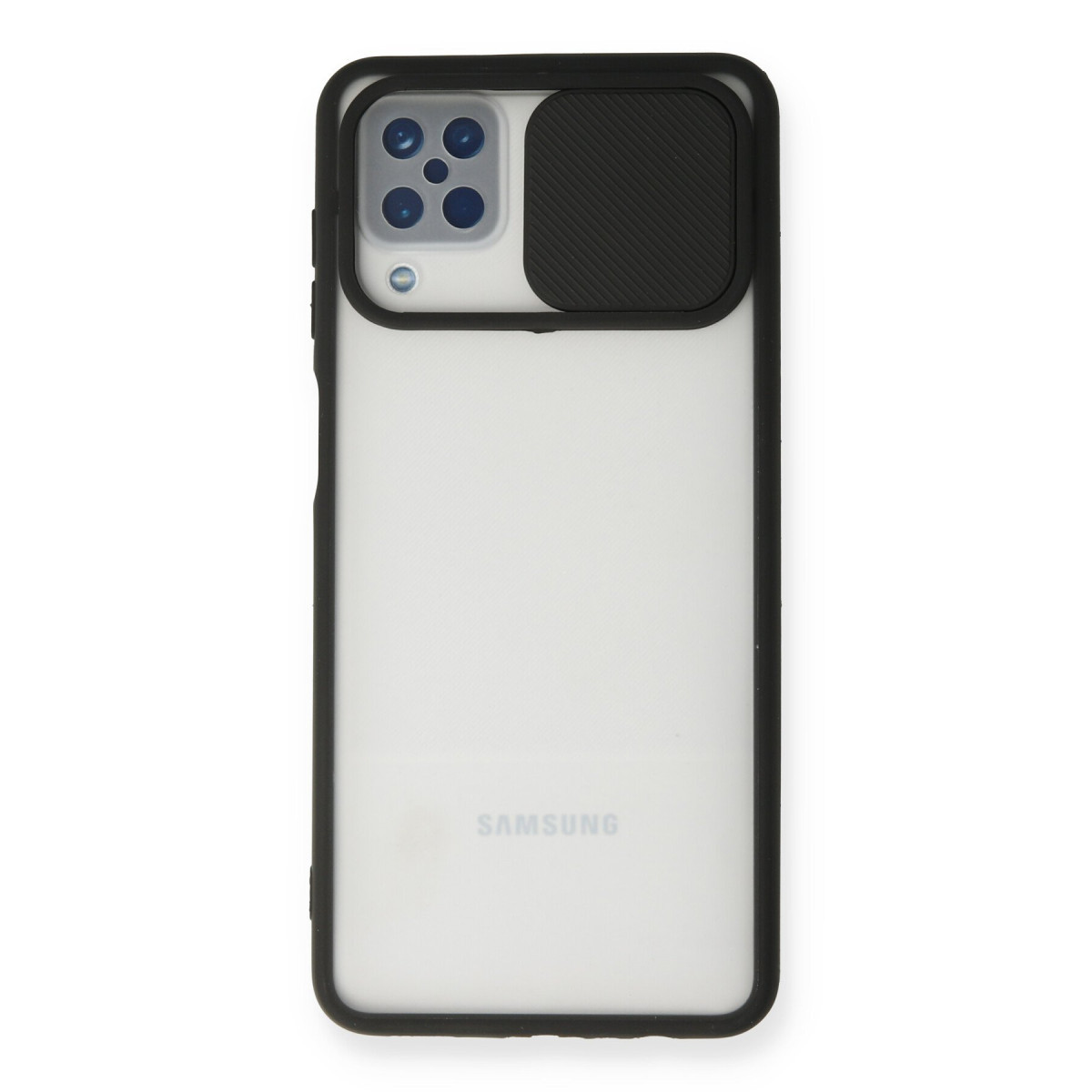 Newface Samsung Galaxy A12 Kılıf Palm Buzlu Kamera Sürgülü Silikon - Siyah — görsel 7