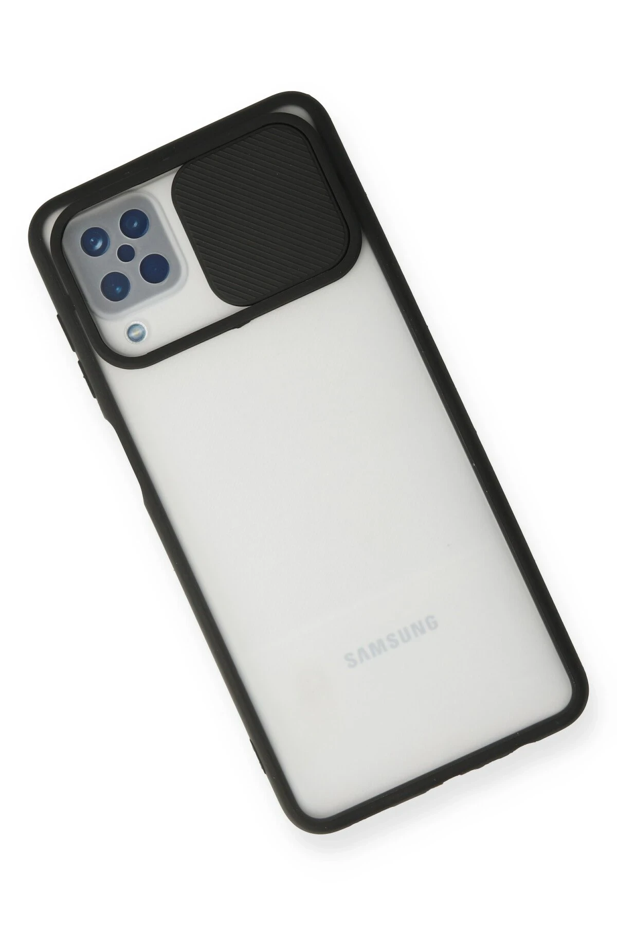 Newface Samsung Galaxy A12 Kılıf Palm Buzlu Kamera Sürgülü Silikon - Siyah — görsel 2